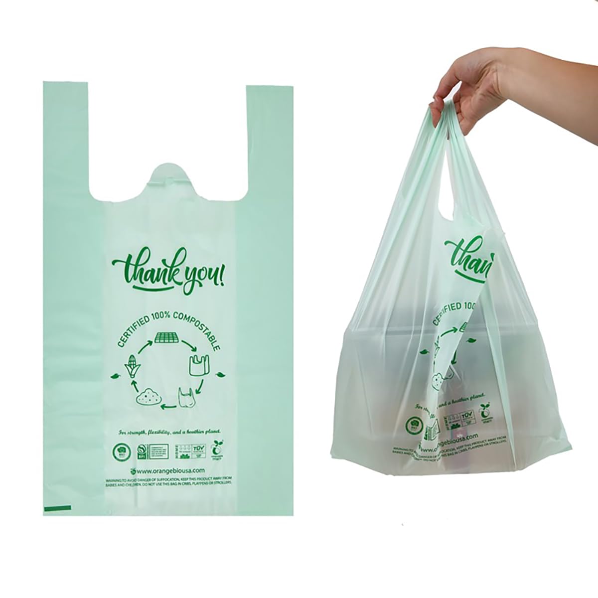 Extra Large 500-Count OrangeBio Certified Compostable Shopping Bags - 12