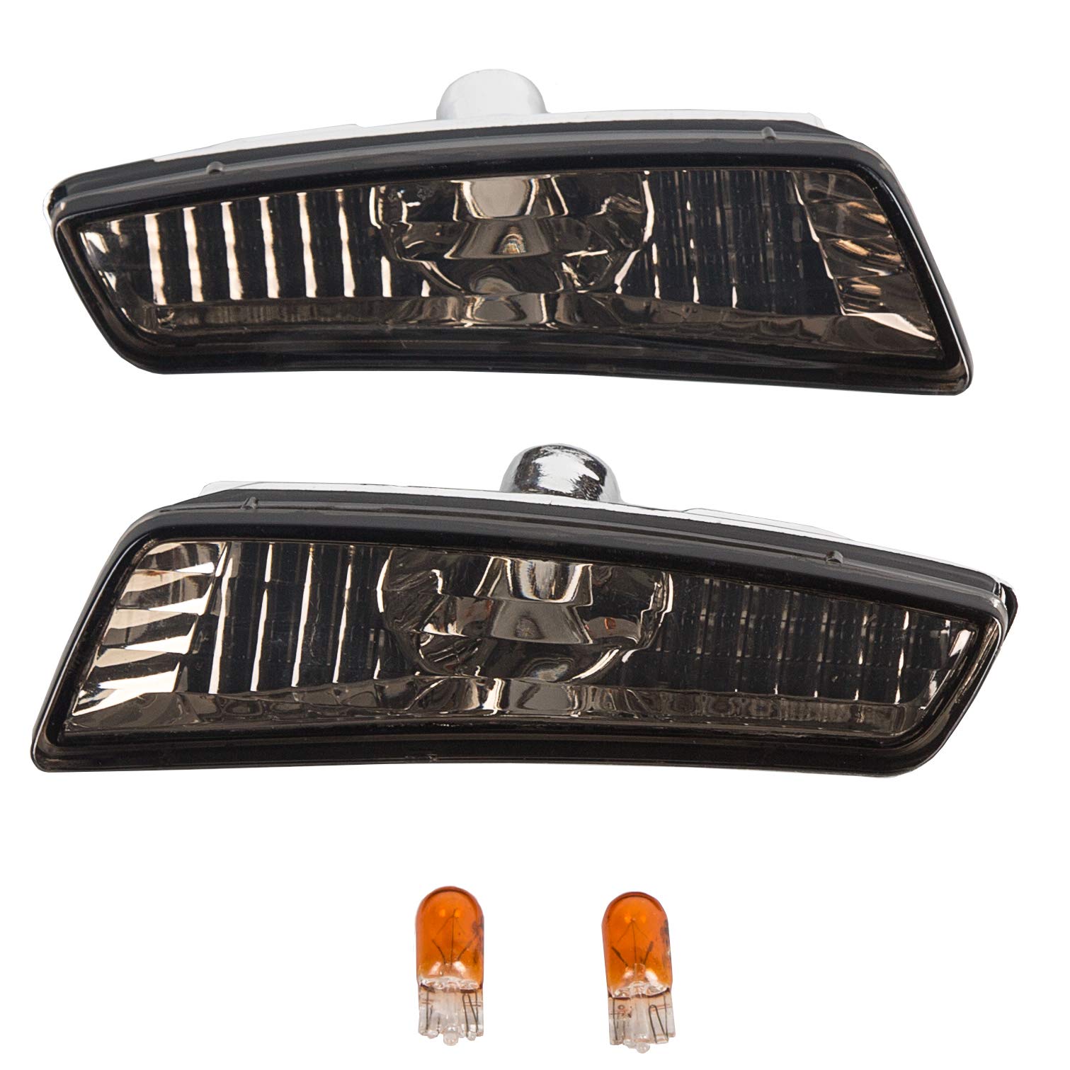 ECOTRIC 4-Piece Smoke Lens Front Fender & Bumper Side Marker Lights Kit (No Bulbs Included) - Compatible with 2008-2009 Pontiac G8 - Enhances Visibility & Style for Night Driving and Custom Car Modifications