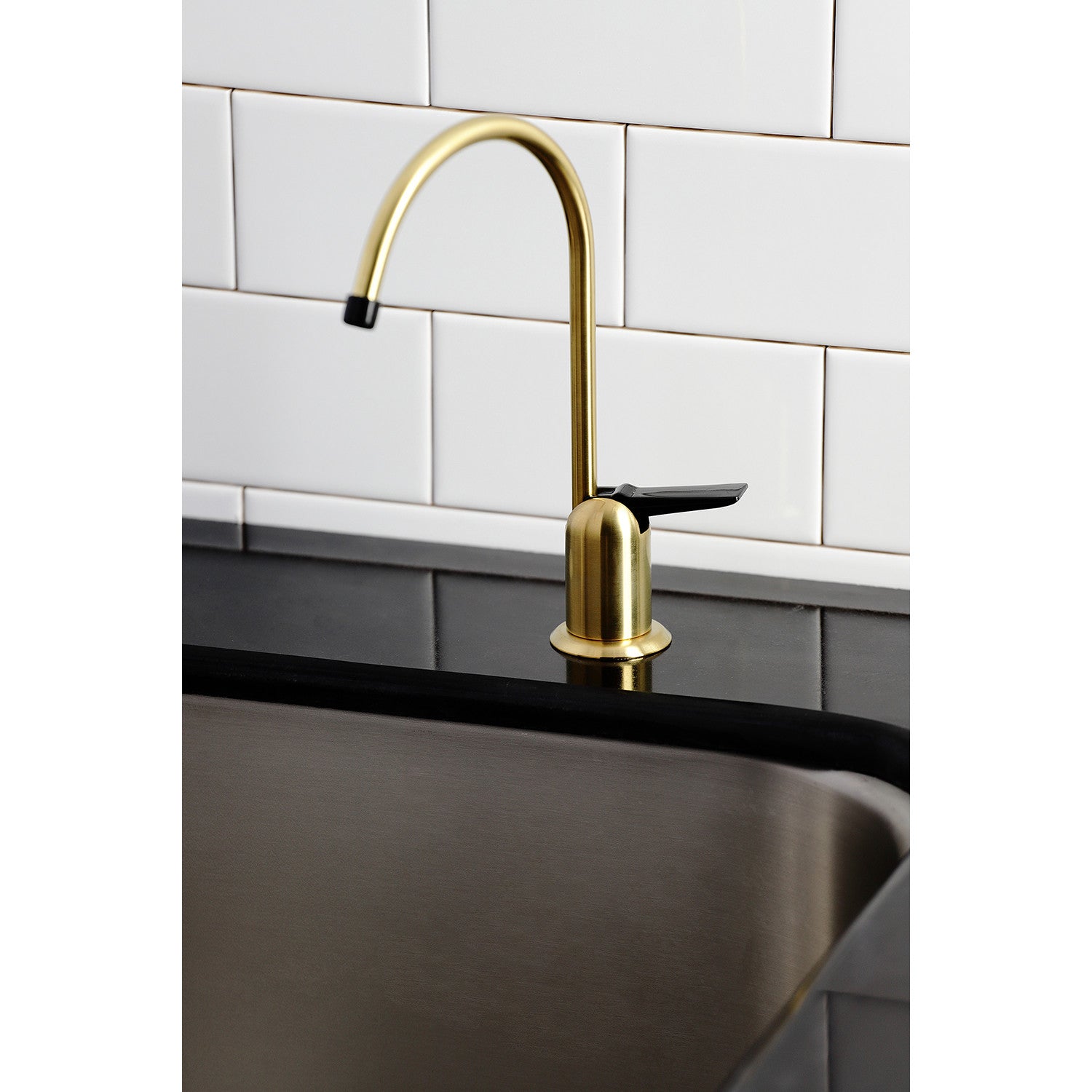 Americana K6197 Single Handle 1 Hole Deck Mount Water Filtration Faucet in Brushed Brass - Premium Filtered Drinking Water Faucet for Kitchen Sink, Countertop & Bar Use