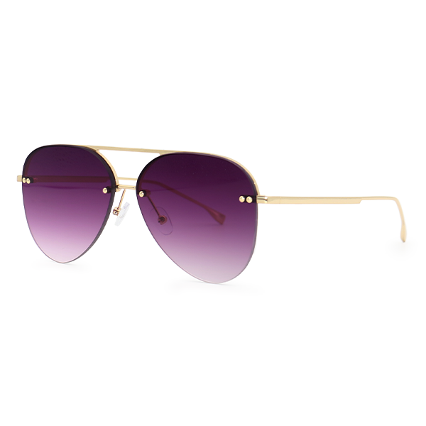 Smaller Megan 2 Purple Metal Aviator Sunglasses with Gold Frame - Stylish UV Protection Shades for Women, Men, Outdoor Activities, Driving & Fashion Accessories
