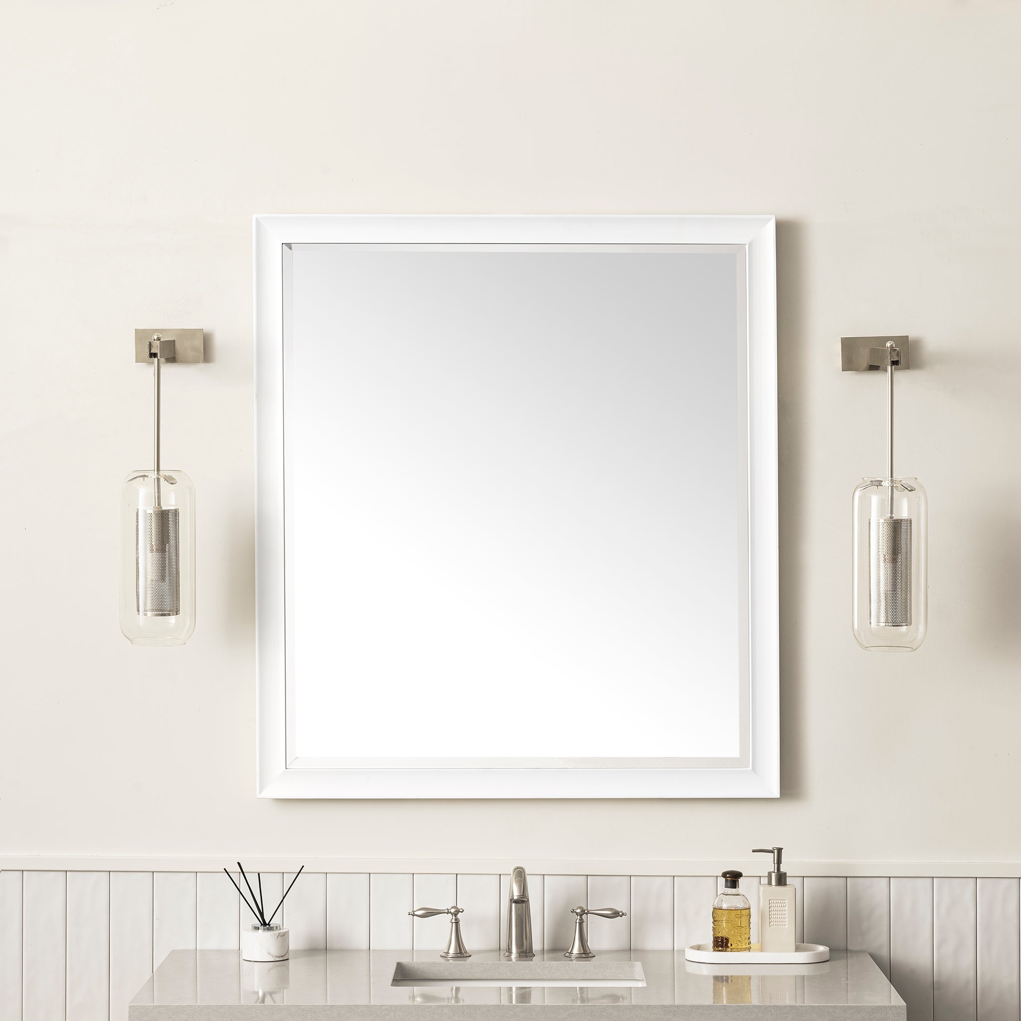 Glenbrooke 36-Inch Wall Mirror in Bright White - Perfect for Bathroom, Bedroom, and Entryway Decor