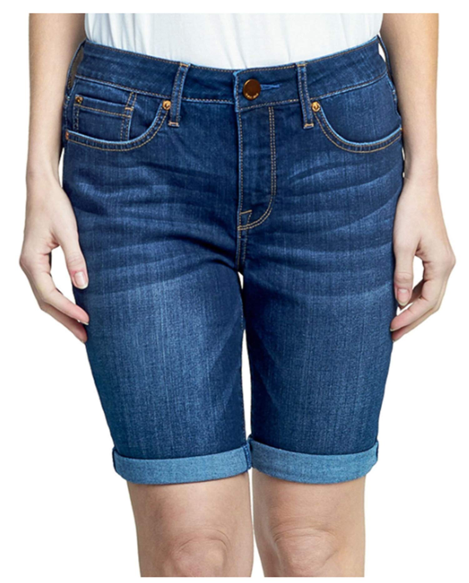 Seven7 Women's Casual Bermuda Shorts - Atlantic Wash Denim, Size 6 | Perfect for Weekend Outings, Beach Vacations & Summer Fashion
