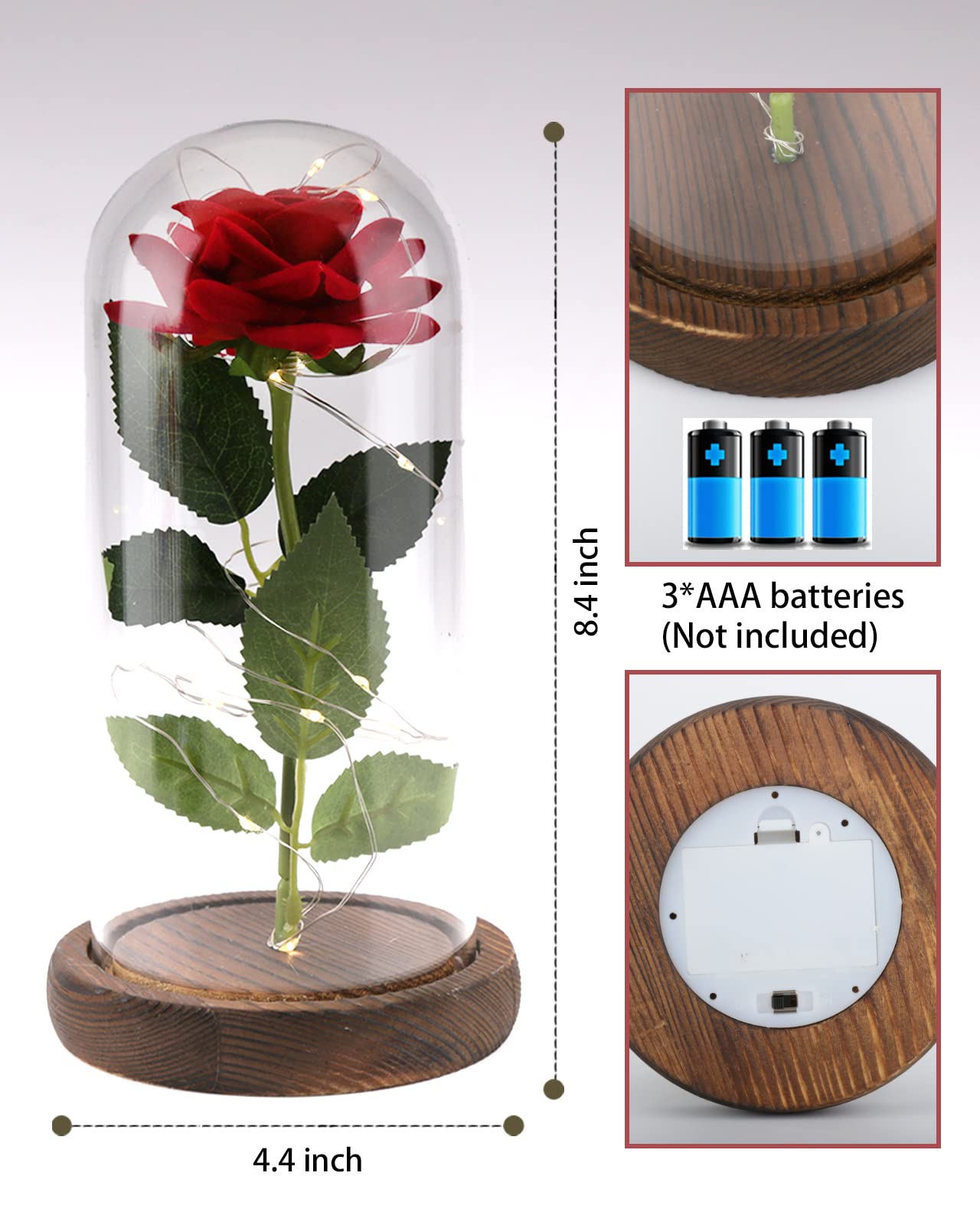 Eternal Rose in Glass Dome - Luxury Birthday Gift for Women, Mothers, Girlfriends & Wives | Beauty and The Beast Inspired Red Galaxy Rose | Perfect for Mother's Day, Anniversaries & Romantic Occasions
