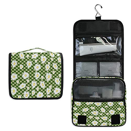 ALAZA Vintage Floral Chamomile Travel Toiletry Bag - Hanging Cosmetic Organizer with Hook for Makeup, Toiletries & Jewelry | Perfect for Vacation, Gym & Daily Use