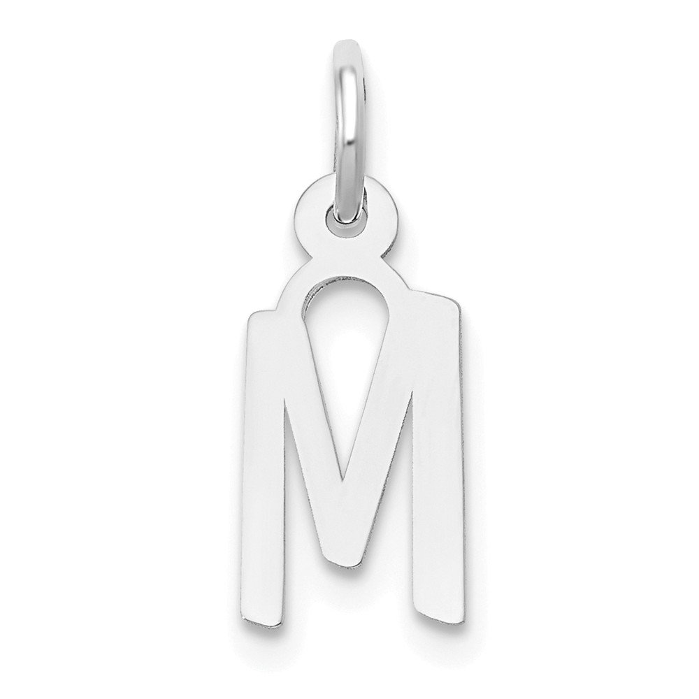 14K White Gold Small Slanted Block Initial M Pendant Necklace - Dainty Personalized Jewelry for Women - Perfect for Gifts, Birthdays & Everyday Elegance