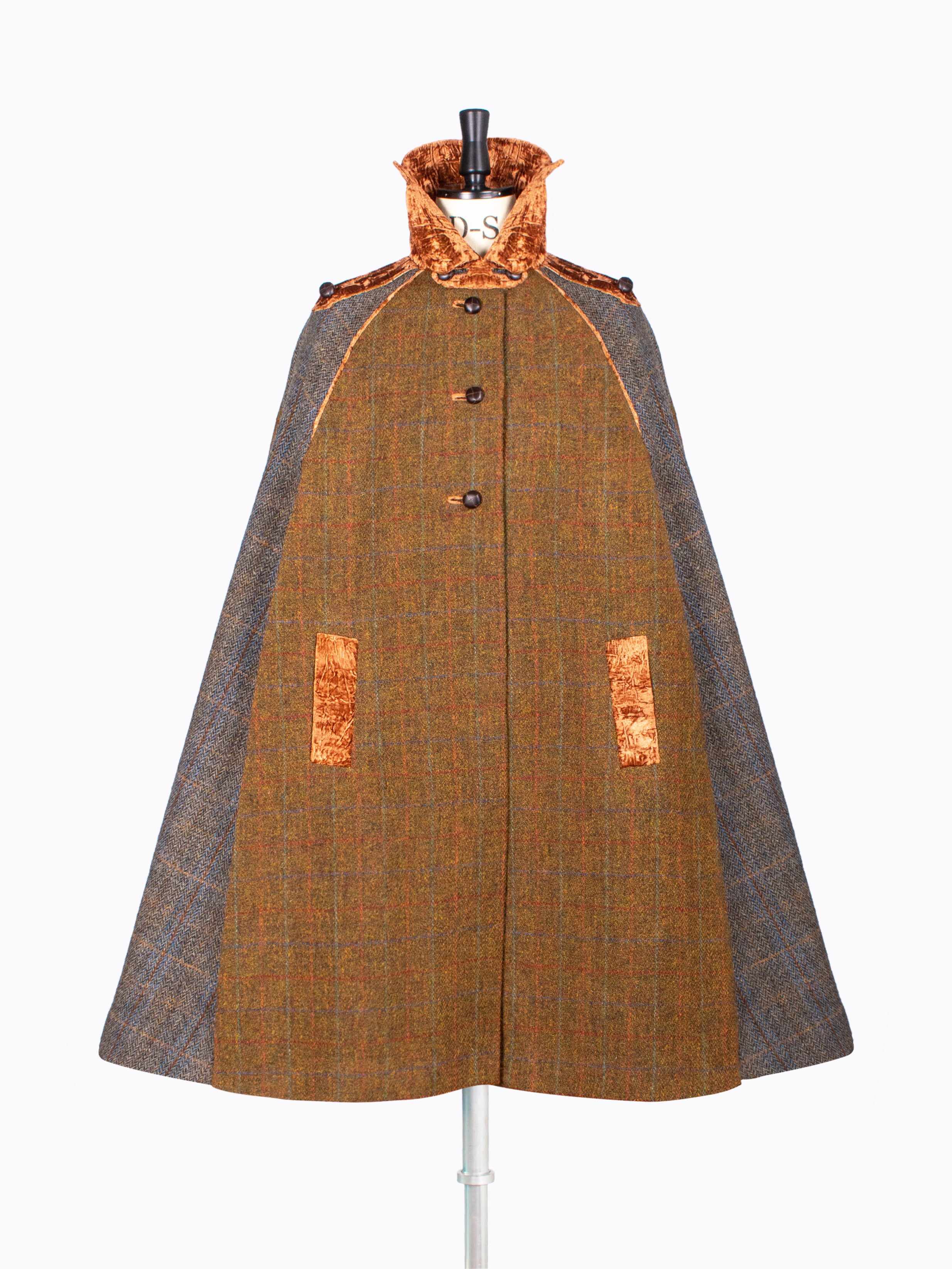 Elegant Scallop Collar Cape in Rust & Sage Colors - Perfect for Fall Weddings, Photo Shoots & Boho Fashion