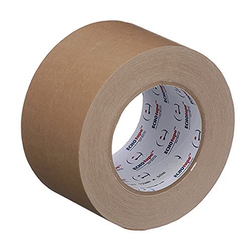 Heavy Duty Brown Kraft Paper Tape - 2.83 in x 54.6 yds | Strong Adhesive Shipping & Carton Sealing Tape | Multi-Purpose Box Tape for Packing, Moving & Storage | ECHOtape FB-K4347 | Perfect for E-Commerce, Warehouse & Home Use