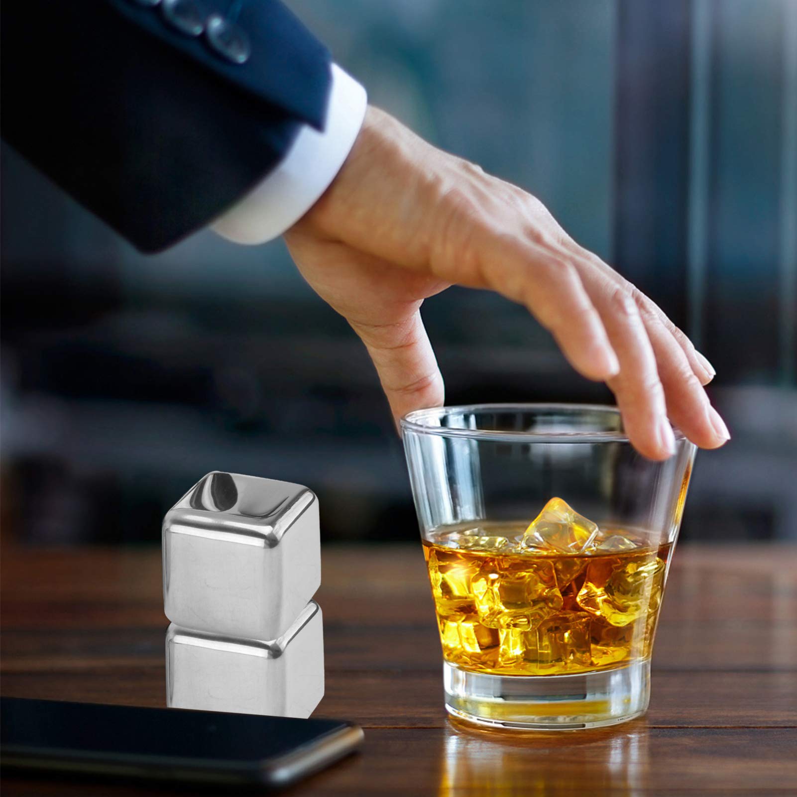 Hemoton Stainless Steel Whiskey Stones Set - Reusable Metal Ice Cubes for Whiskey, Wine & Beverages - Perfect for Chilling Drinks Without Dilution - Great for Cocktails, Bourbon, Scotch & Home Bars