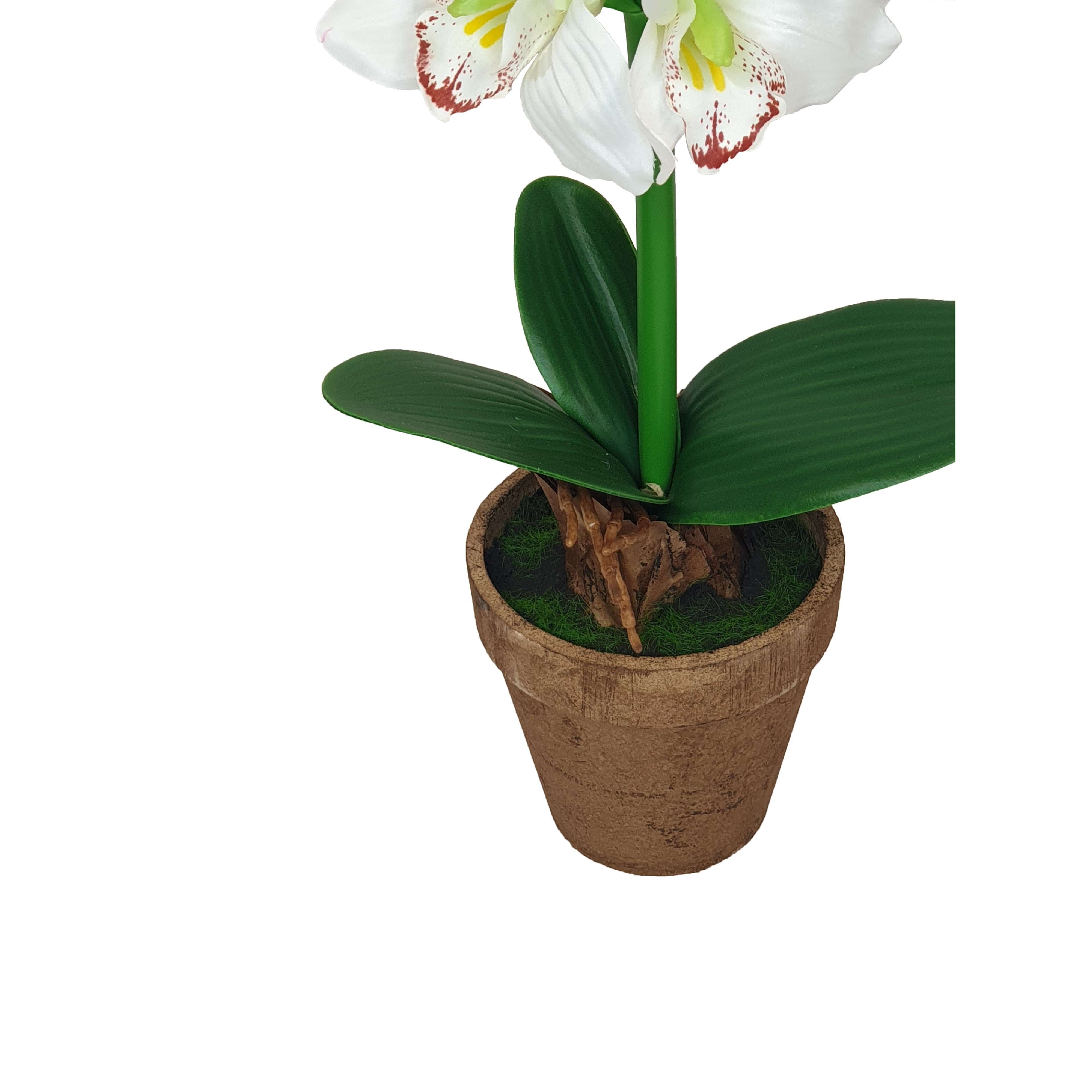40cm White Ceramic Flower Pot with Artificial Plant - Modern Home & Office Decor for Living Room, Bedroom, or Desk