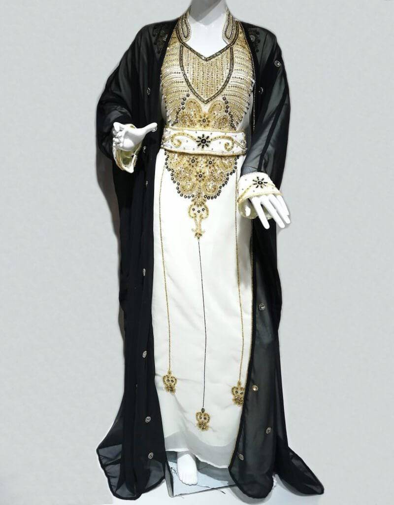 Elegant Black Arabic V-Neck Embroidered Kaftan Jacket for Women - Perfect for Parties, Weddings & Special Occasions