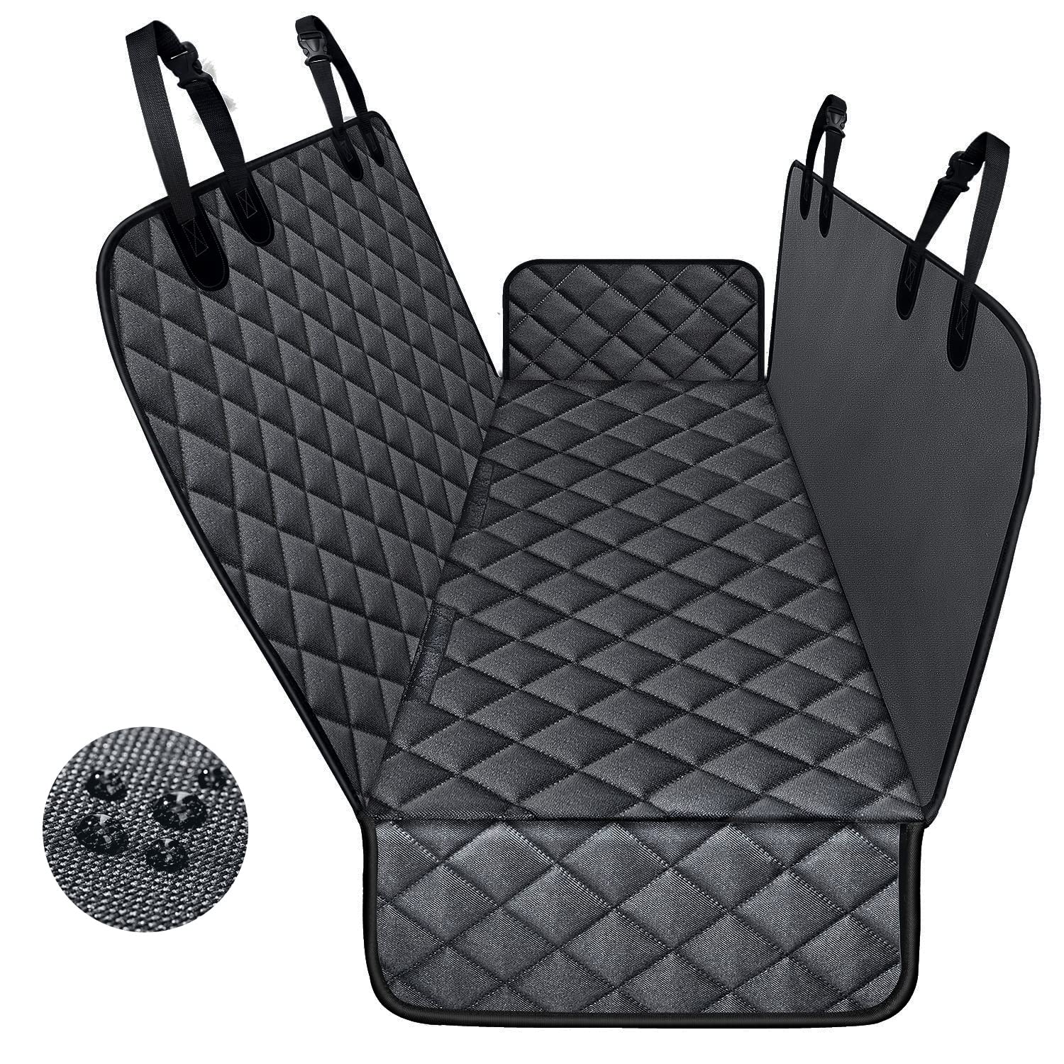 FURRYFECTION Waterproof Dog Car Seat Cover - Heavy Duty 600D Nonslip Hammock for Back Seat Protection | Scratchproof Pet Seat Covers for Cars, Trucks & SUVs (Black, Large) | Perfect for Road Trips, Vet Visits & Daily Commutes