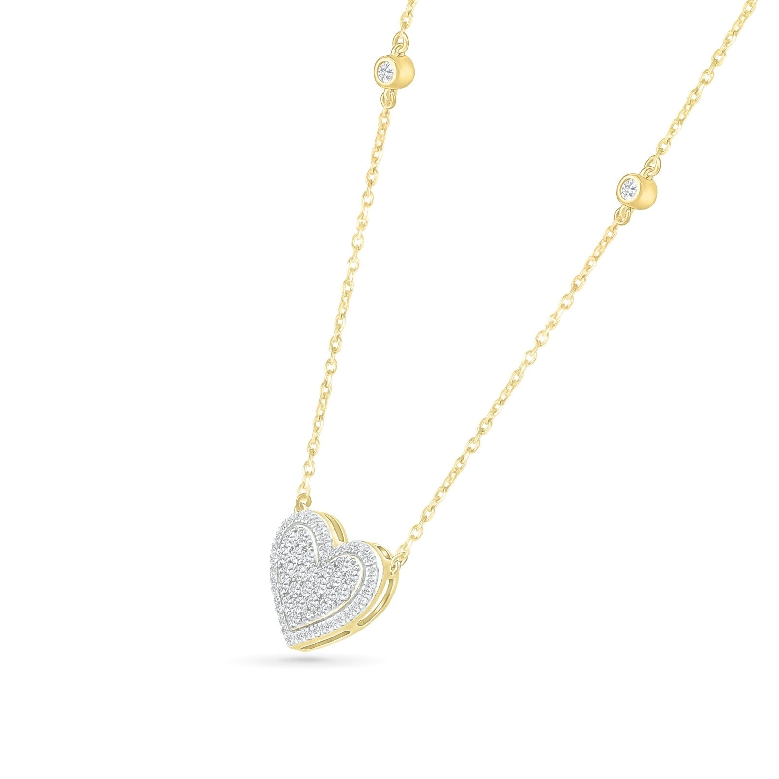 10k Yellow Gold Diamond Pave Heart Necklace - Elegant Valentine's Day Gift for Her, Anniversary Present, Romantic Jewelry for Women - Perfect for Date Nights & Special Occasions