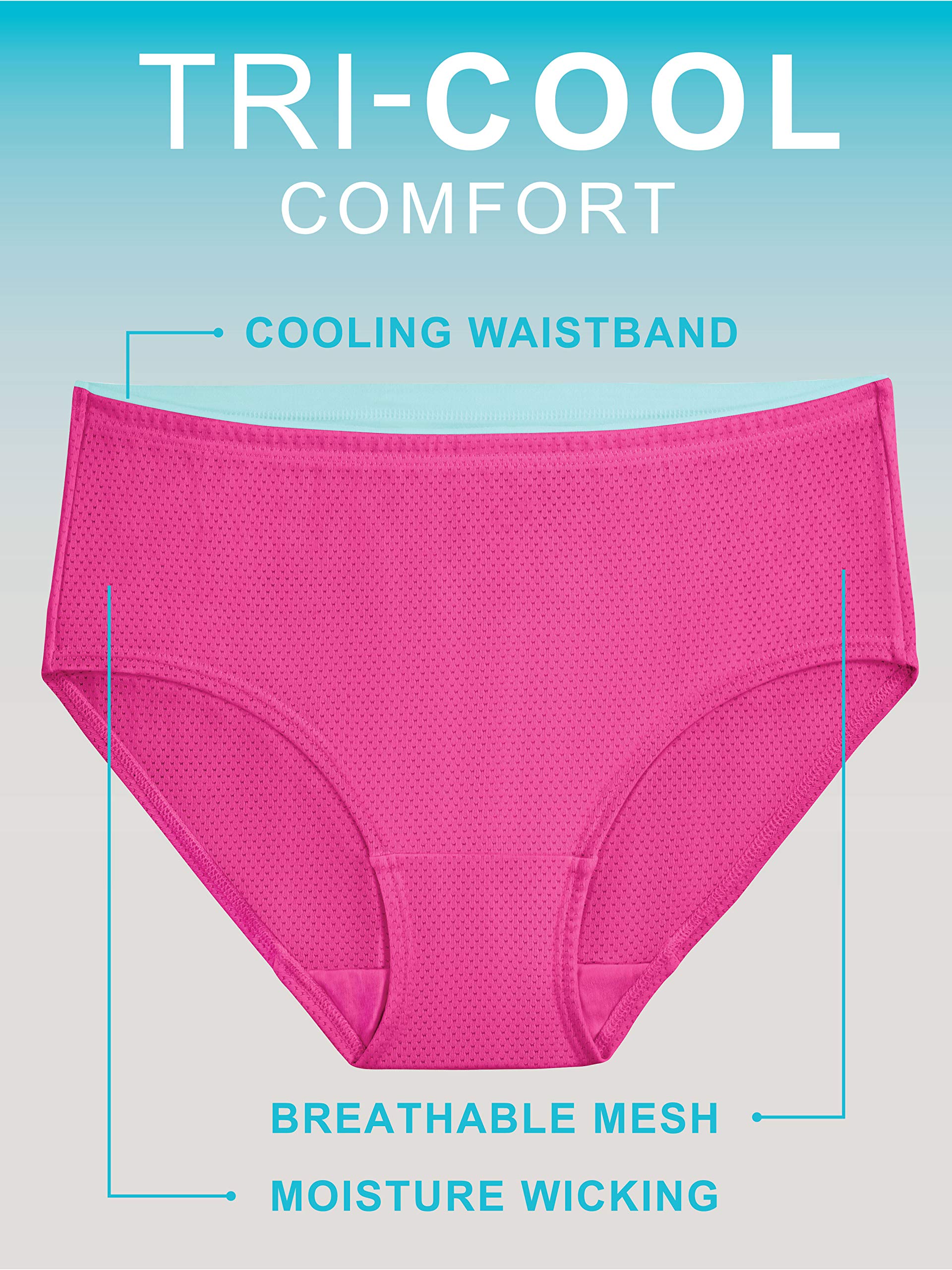 Fruit of the Loom Women's Breathable Cotton Underwear - 6 Pack Hipster Panties in Regular & Plus Sizes - Soft Micro Mesh for All-Day Comfort - Perfect for Workout, Yoga and Daily Wear