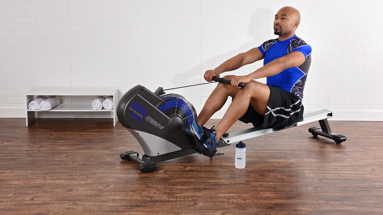 Stamina ATS Air Rower - Foldable Rowing Machine for Home Gym with Smart Workout App | No Subscription Required | Perfect for Cardio Training & Full Body Workouts at Home