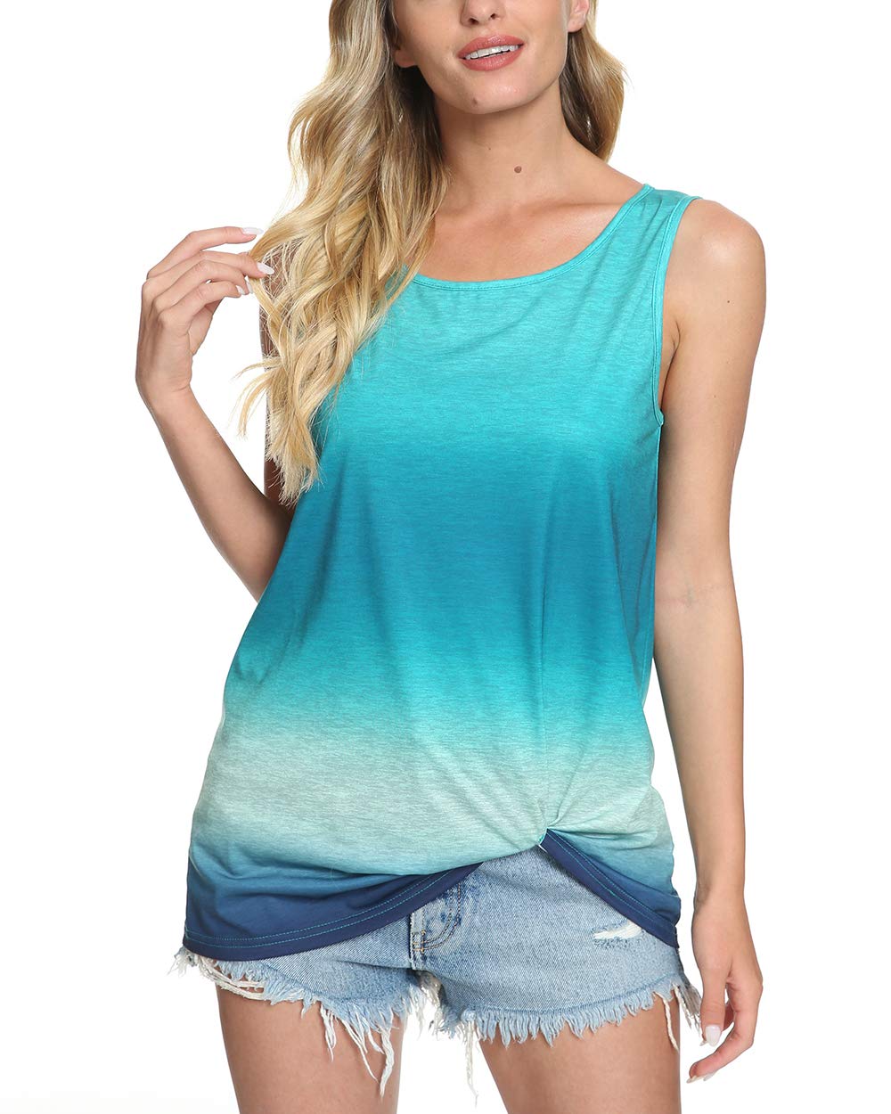 Women's Summer Tank Tops - Twist Knot Casual Sleeveless Blouses, Loose Fit Flowy Tunic Tops for Beach, Vacation & Everyday Wear