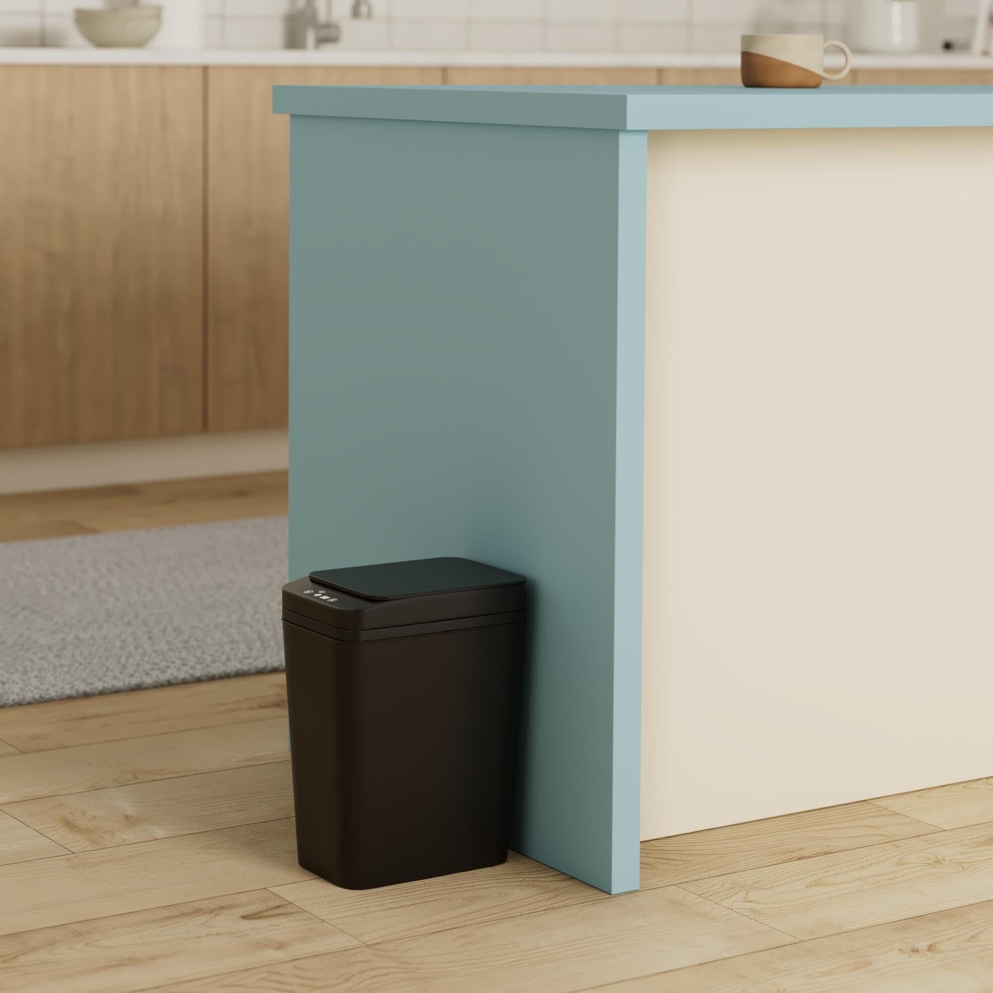 2.6 Gallon Automatic Motion Sensor Trash Can with Lid - Touchless, Waterproof, Slim Design for Bathroom, Bedroom, Office & Living Room - Ideal for Hands-Free Waste Disposal in Small Spaces (Black)
