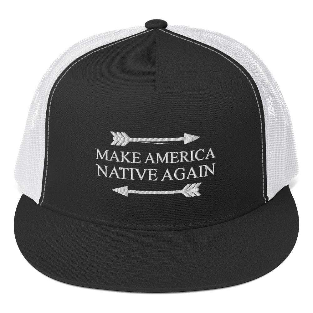 Great Make America Native Again Trucker Hat - Support American Indians Flat Bill Cap for Outdoor, Sports & Casual Wear