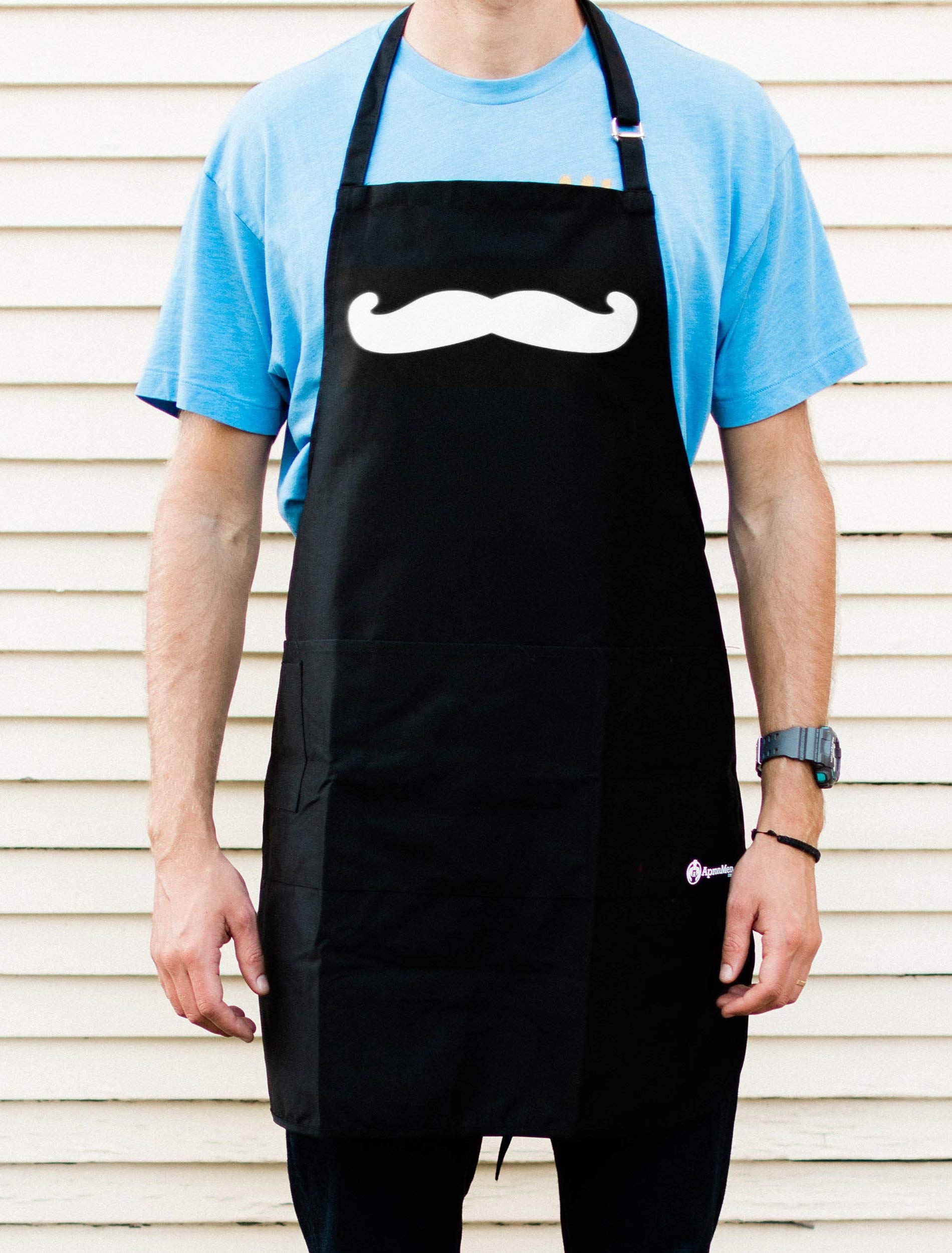 Adjustable Mustache BBQ Apron for Men - One Size Fits All - Perfect for Grilling, Cooking & Outdoor Barbecues