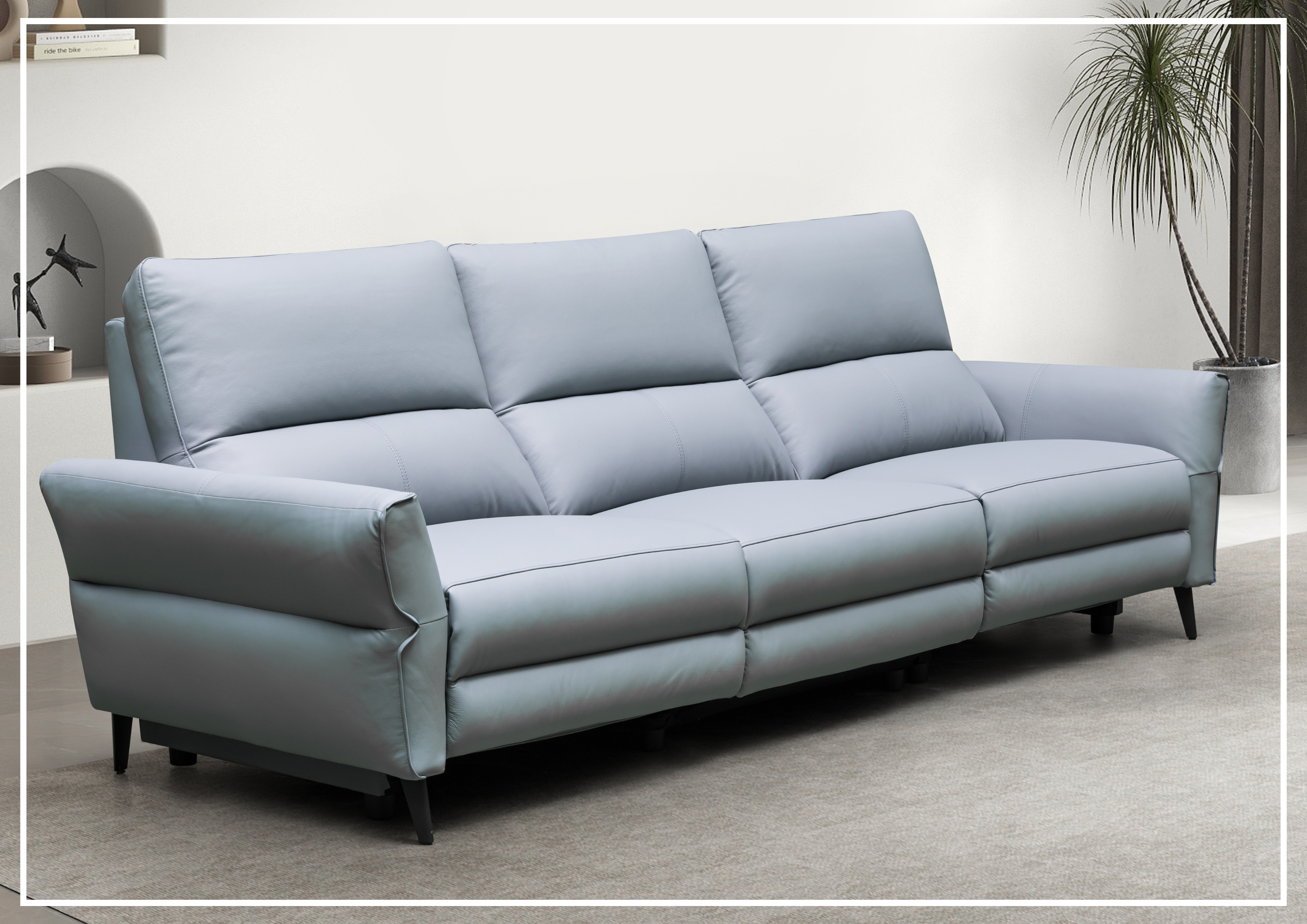 Klaussner Serenita 3-Seater Leather Power Reclining Sofa - Modern Living Room Furniture for Home Theater & Relaxation