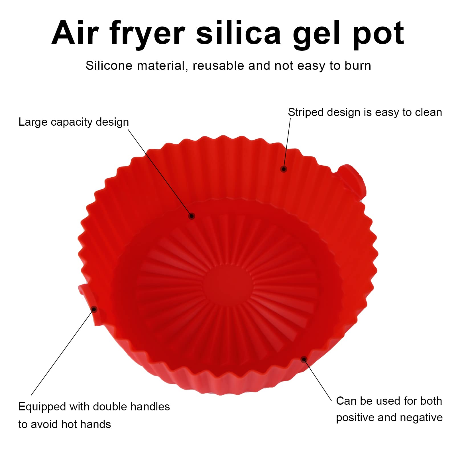 LUTER 2-Pack 5.7-Inch Silicone Air Fryer Basket Liners - Non-Stick, Heat-Resistant Round Pot Liners for Air Fryer Oven Accessories (Red & Blue) - Perfect for Baking, Roasting, and Healthy Cooking