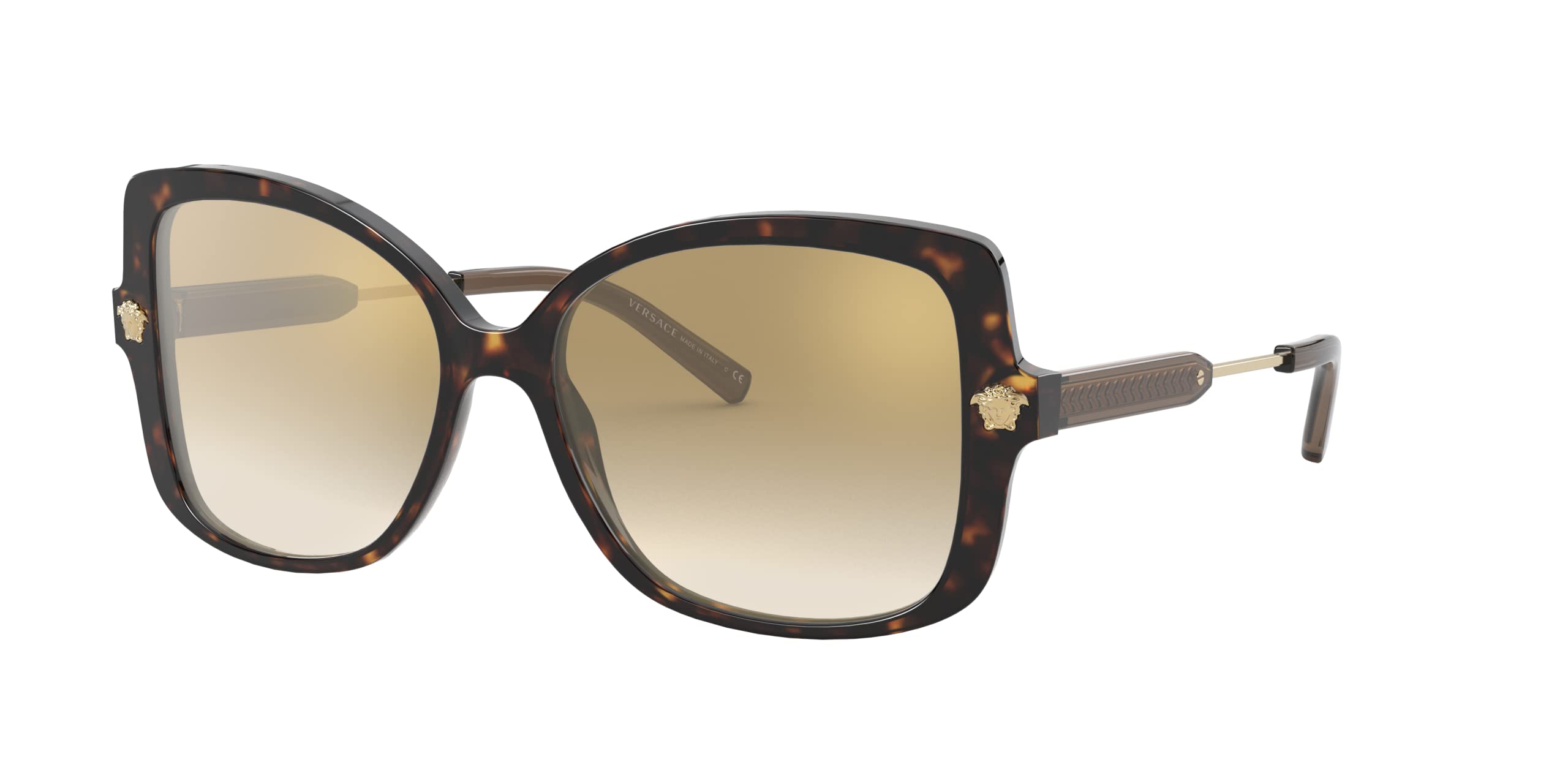 Versace MEDUSA VE 4390 Women's Sunglasses - Dark Havana/Brown Shaded 56/16/140 - Luxury Fashion Shades for Beach, Driving & Outdoor Activities