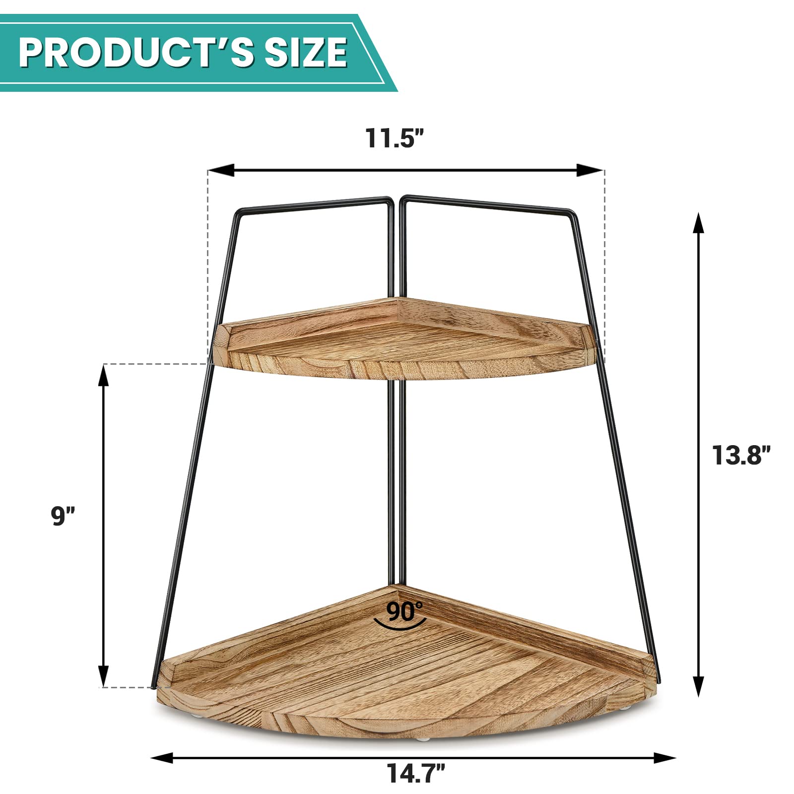 2 Tier Wooden Bathroom Counter Organizer - Corner Storage Shelf & Countertop Standing Rack for Bathroom Decor | Perfect for Small Spaces, Vanity Organization & Makeup Storage