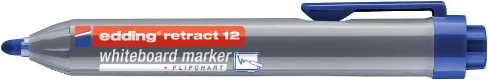 Edding Retractable Whiteboard Marker Pen - Blue Dry Erase Markers for Office, Classroom & Home Use - Smooth Writing, Low Odor, Refillable White Board Markers