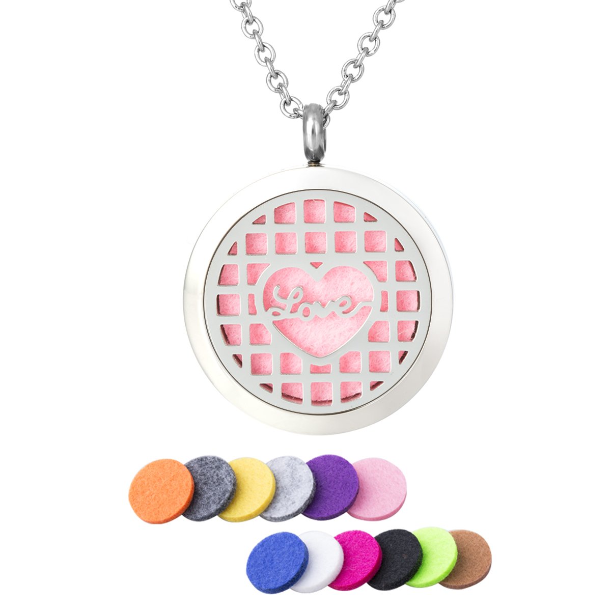 FASJOY Aromatherapy Essential Oil Diffuser Necklace - Stainless Steel Locket Pendant for Women, Perfect for Stress Relief, Yoga, Meditation & Daily Wear