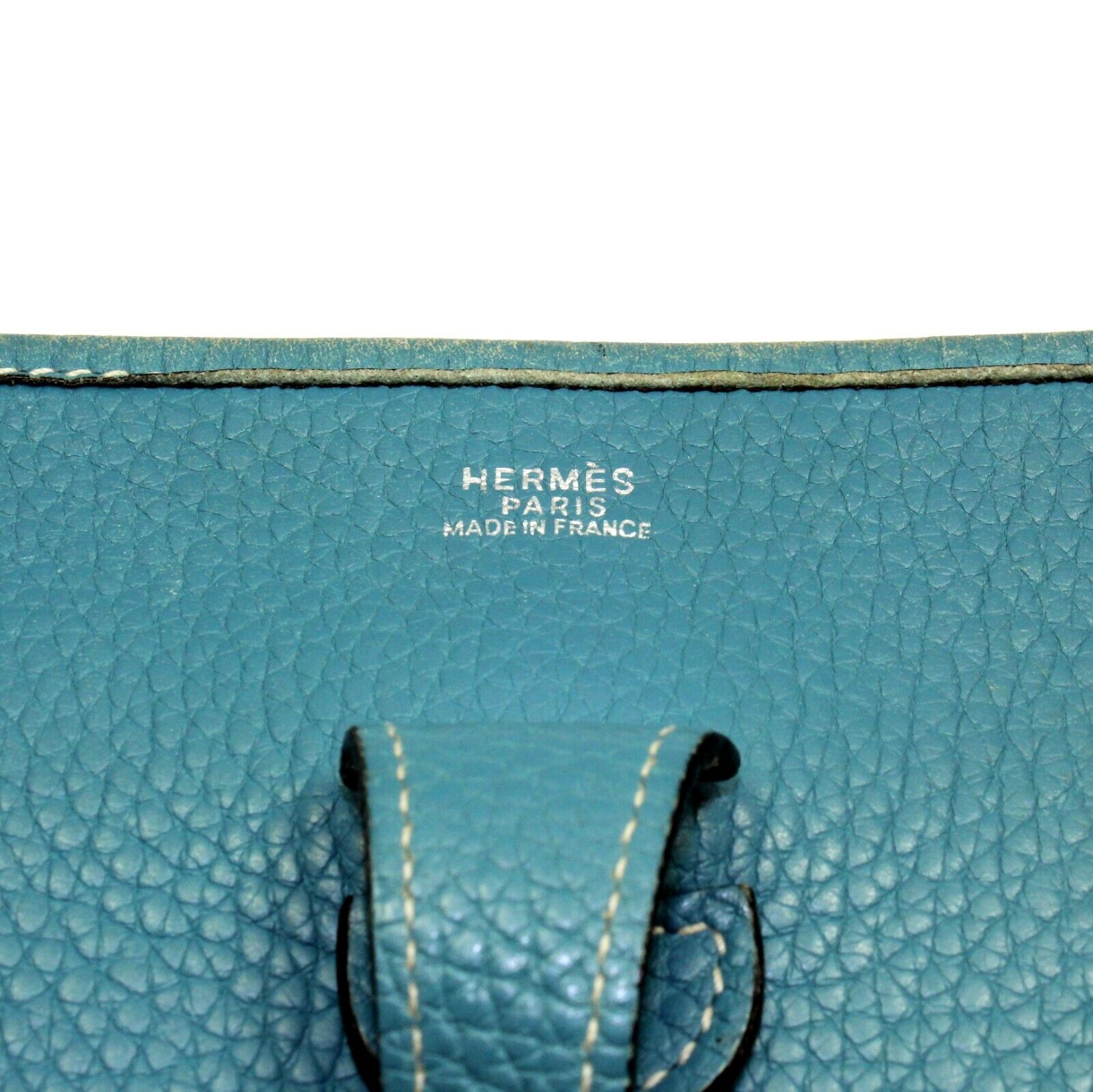 Authentic Hermes Evelyne Blue Jean Clemence Leather PM Handbag Purse for Women - Luxury Everyday Shoulder Bag for Work, Travel & Casual Outings