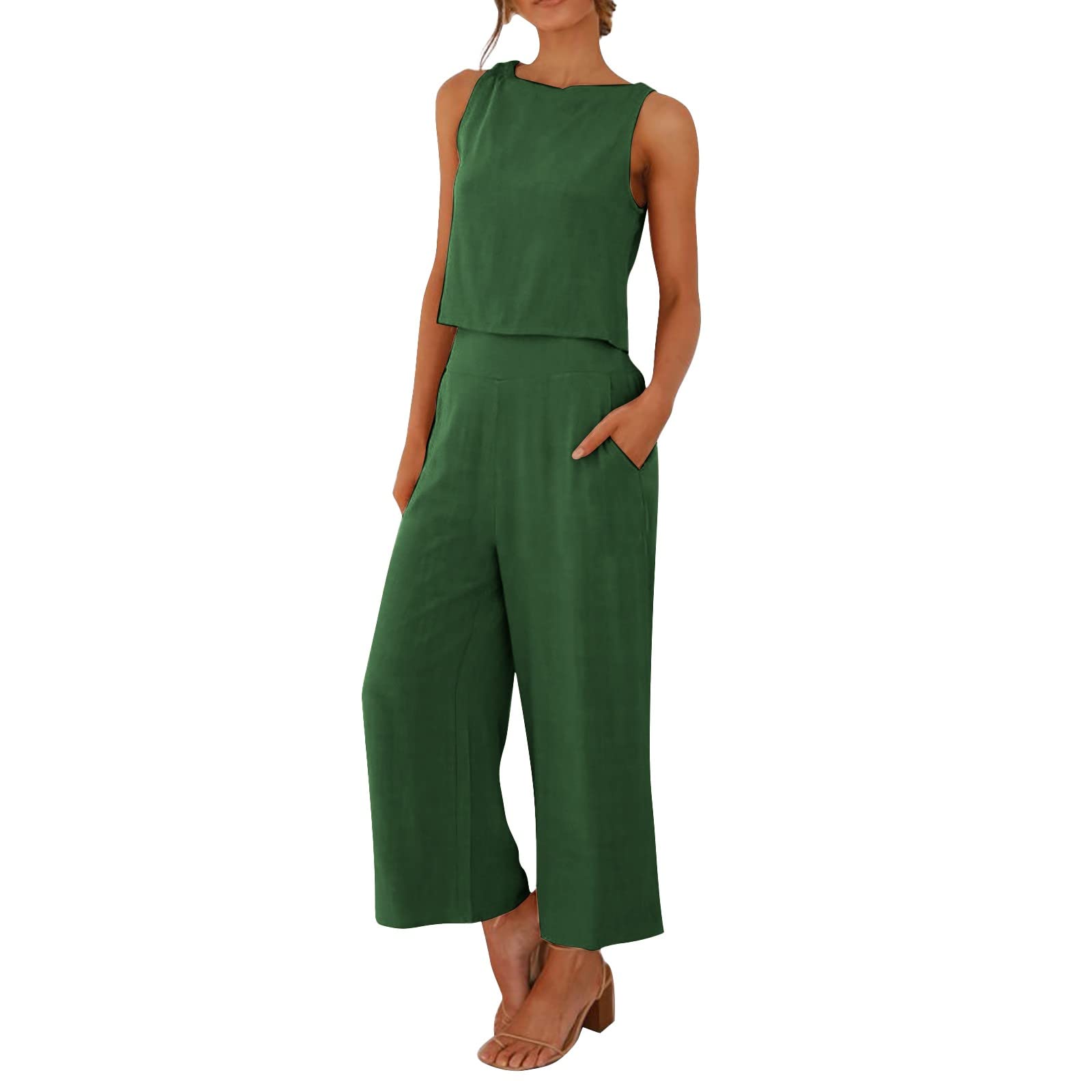 Women's Solid Color Vest and Long Pants Suit Set - Comfortable Two-Piece Outfit for Work, Office & Business Meetings | Professional Women's Clothing