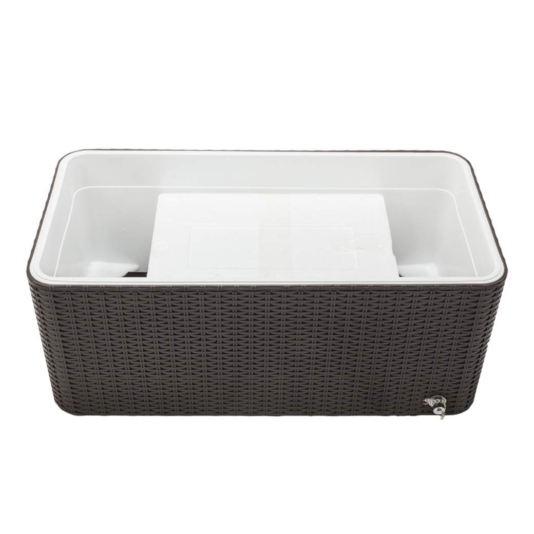 80QT Rattan Square Legs Cooler with Shelf - Portable Patio Party Bar Drink Cart for Beverage & Pool Storage, Brown - Ideal for Outdoor Gatherings & Beach Days