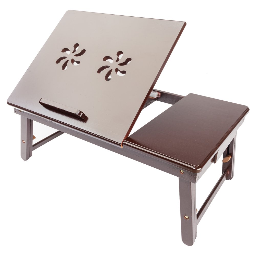 Takefuns 53cm Adjustable Bamboo Computer Desk - Lightweight & Eco-Friendly Home Office Desk for Small Spaces, Dorm Room, Study & Workstation (Wood Color)