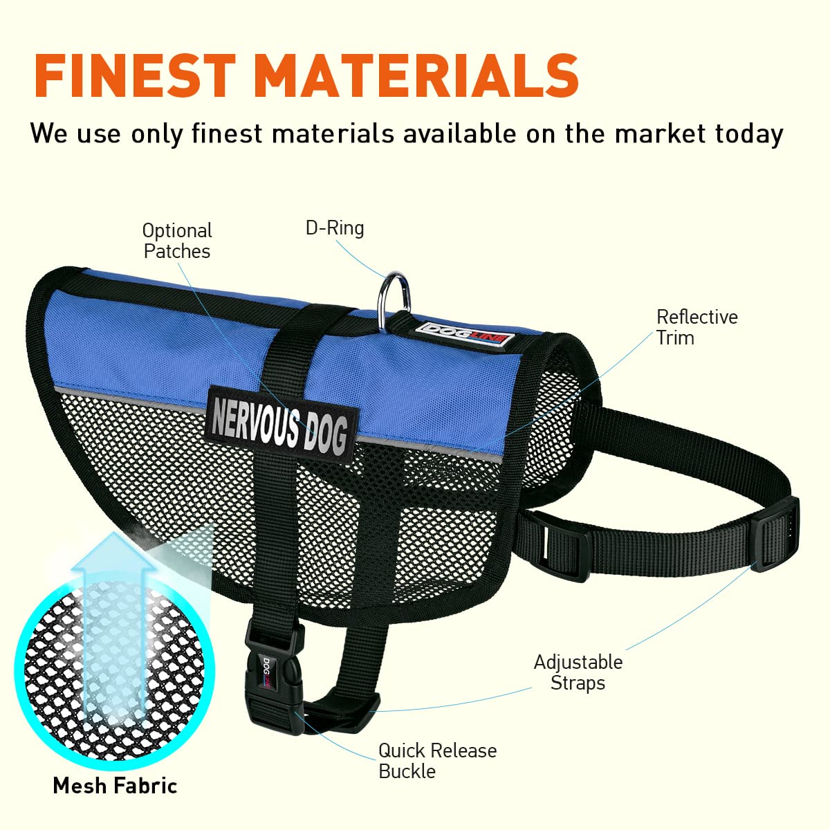 **MaxAire Dog Anxiety Vest with Removable Patch - Adjustable Reflective Harness for Small, Medium & Large Dogs (17-21 Inch Girth, Blue) - Perfect for Nervous Pets, Training & Outdoor Adventures**
