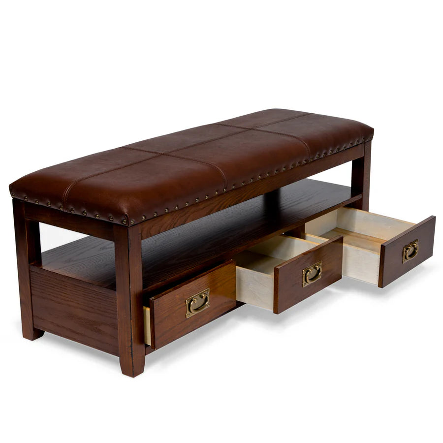 All Things Cedar Entryway Storage Bench with Cherry Finish - Perfect for Hallway, Mudroom, and Living Room Organization