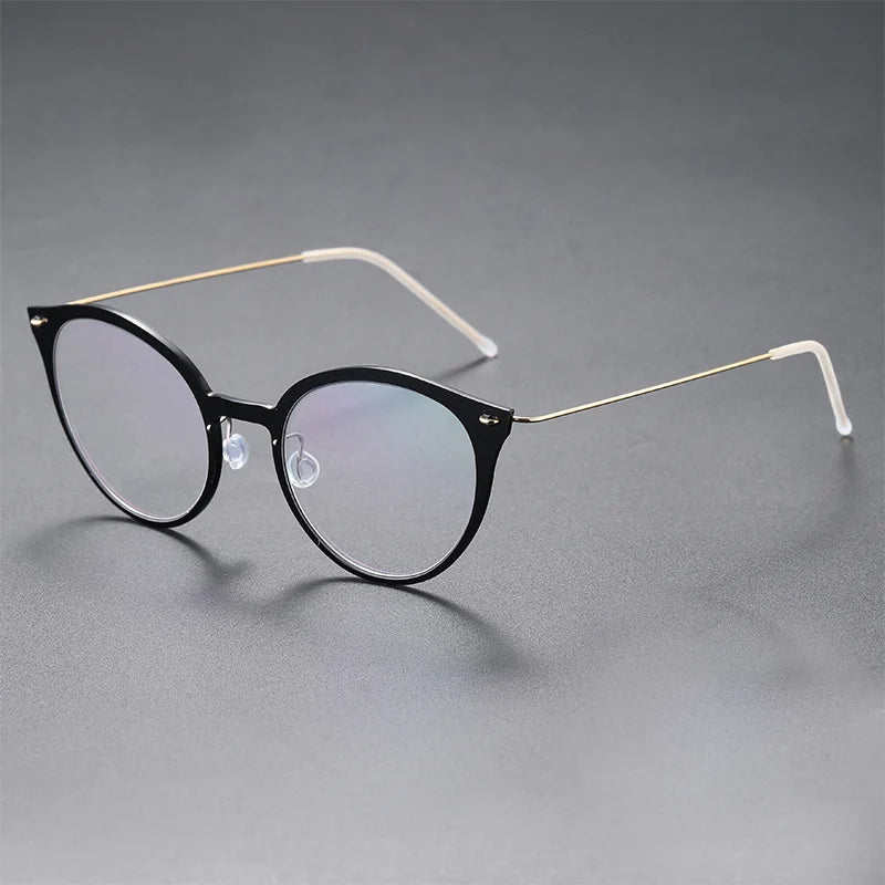 Aimee Women's Full Rim Cat Eye Acetate Titanium Eyeglasses 6548 - Stylish & Lightweight Reading Glasses for Work, Driving & Fashion Accessories