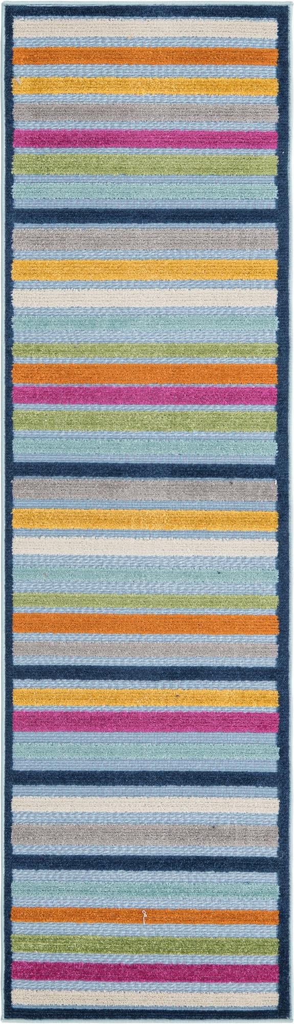 Aruba Outdoor Collection 8 Ft Runner Blue Low-Pile Rug - Waterproof & Durable for Patio, Deck, Poolside - Perfect for Outdoor Spaces, Hallways & Entryways