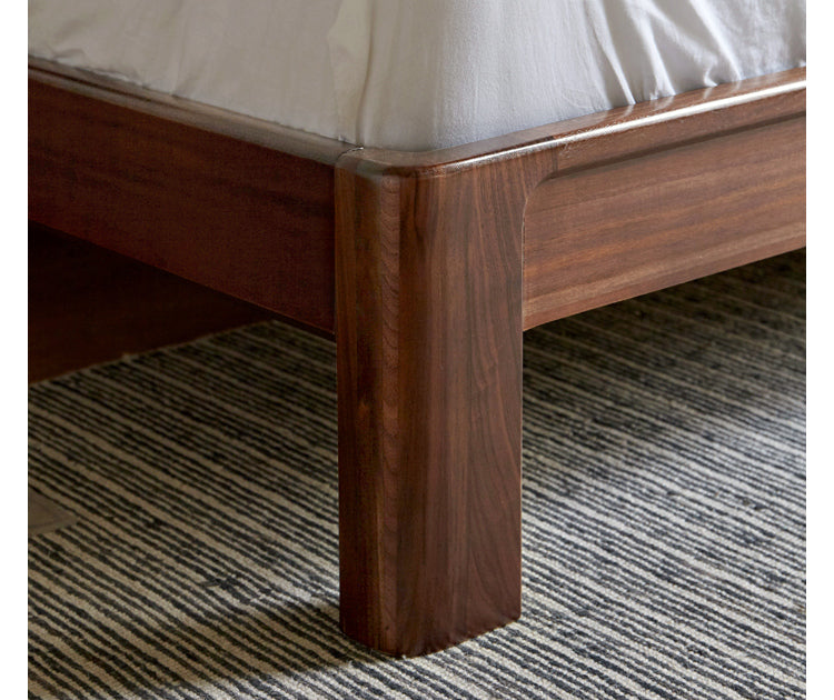 Premium Black Walnut Solid Wood Bed Frame - Queen Size, Handcrafted Hardwood Bed with Sturdy Support - Perfect for Master Bedroom, Guest Room & Farmhouse Decor
