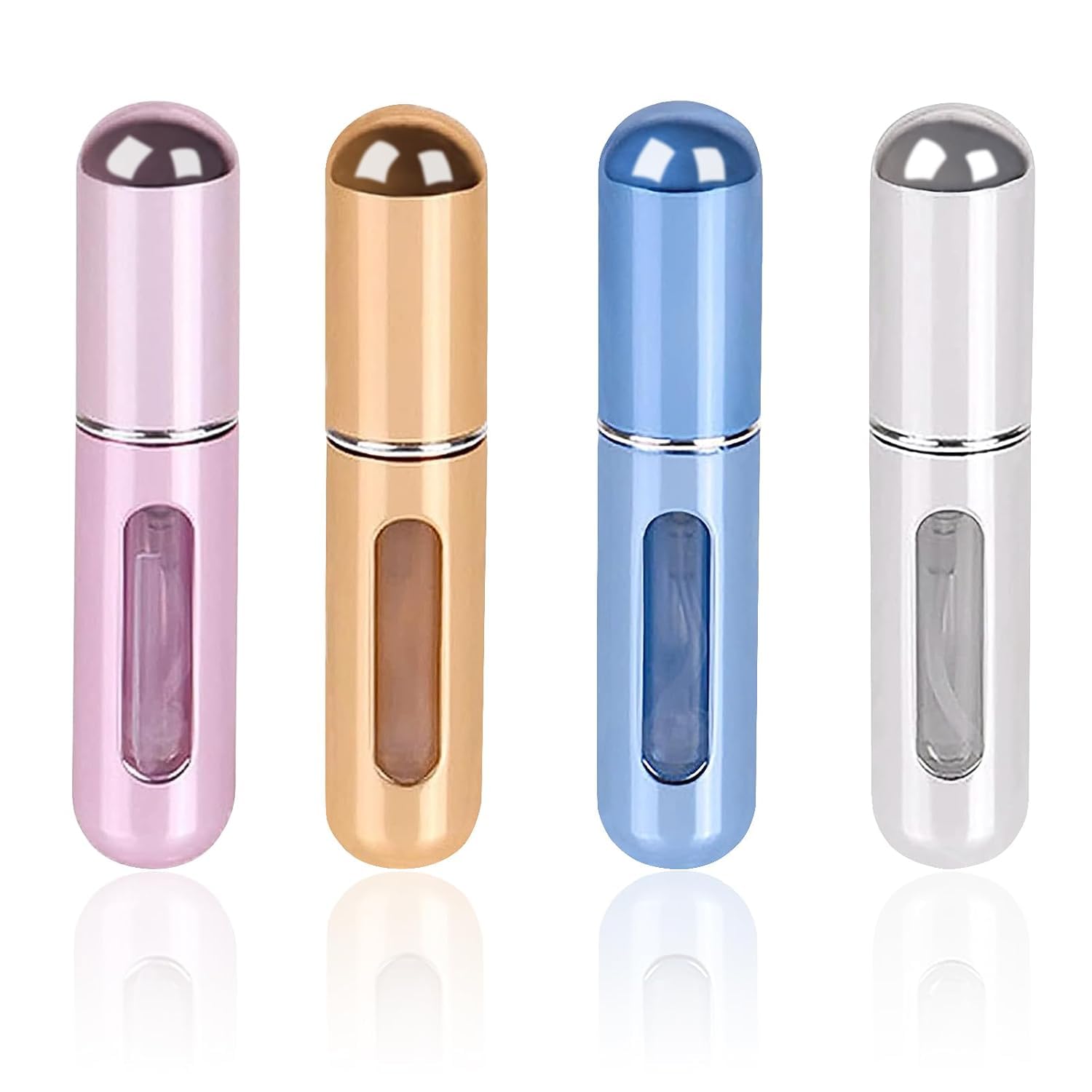 EYX Formula Mini Metallic Refillable Perfume Bottle with Transparent Window - Portable Travel Size for Purse, Gym & Office Essentials