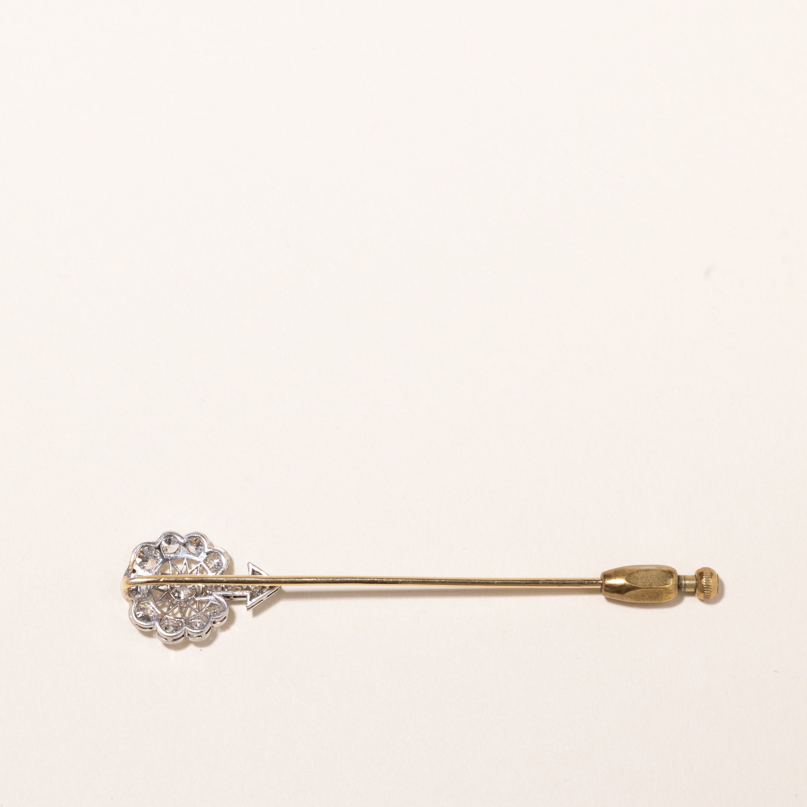 Antique 18k Yellow & White Gold Vintage European Cut Diamond Brooch - 1.42ctw (1.5x7.5cm) | Elegant Jewelry Gift for Women | Perfect for Weddings, Anniversaries & Special Occasions