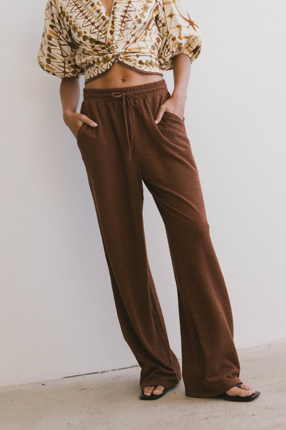 Etta Wide Leg Pants for Women - High Waisted Comfortable Terra Cotta Casual Pants - Perfect for Office, Travel and Everyday Wear