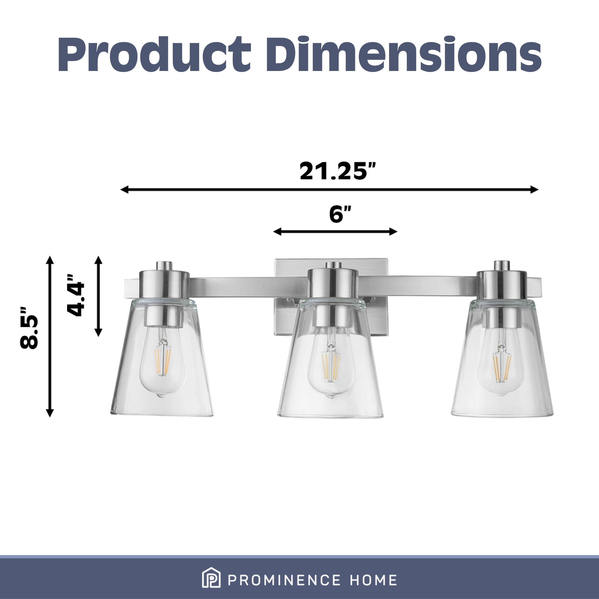 Fairendale 3-Light Brushed Nickel Vanity Light with Clear Glass Shades - Perfect for Bathroom, Bedroom, and Dressing Room Lighting