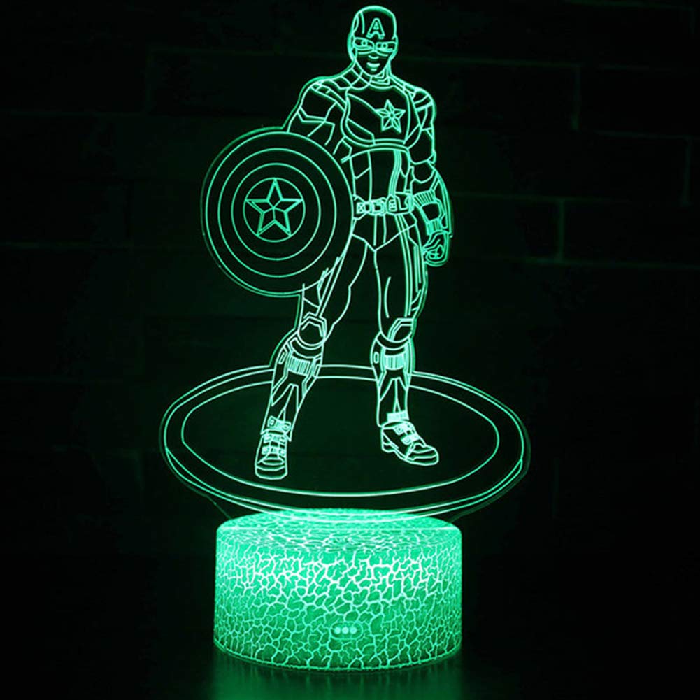 7 Color Changing LED Night Light - 3D Illusion Atmosphere Lamp for Kids, Captain Design, Perfect for Bedroom Decor, Christmas & Birthday Gifts - Creates Magical Visual Effects for Relaxation & Sleep
