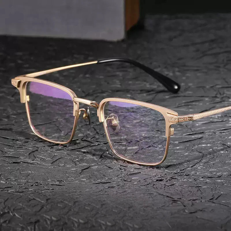 Stylish Black Unisex Titanium Square Full Rim Eyeglasses 1405 - Perfect for Reading, Work & Everyday Fashion