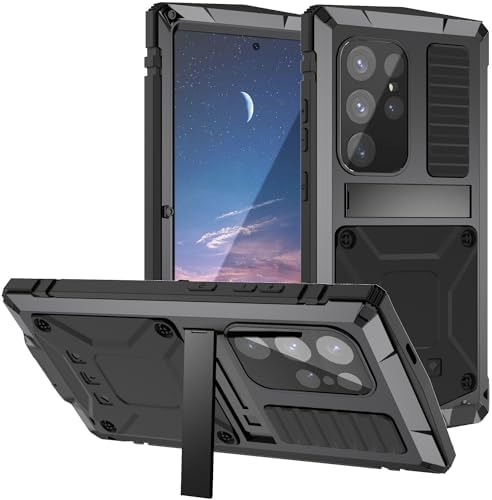 Samsung Galaxy S24 Ultra Rugged Metal Case with Kickstand - Heavy Duty Protection for Work, Travel & Outdoor Activities