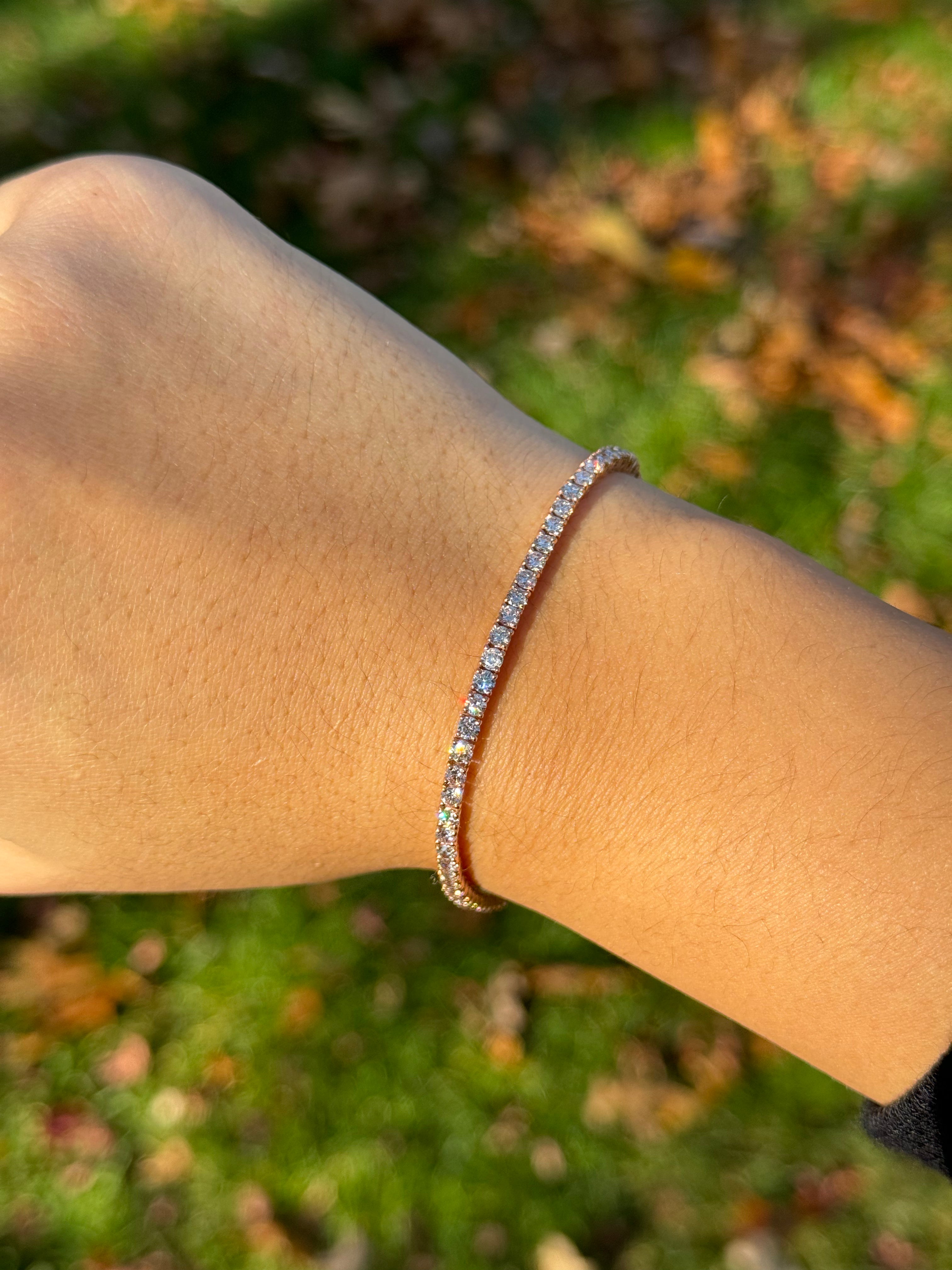 14K Rose Gold Lab-Created Diamond 3.21ct GH VS/SI Tennis Bracelet - 6.75 Inches, Elegant Jewelry for Weddings, Anniversaries & Special Occasions