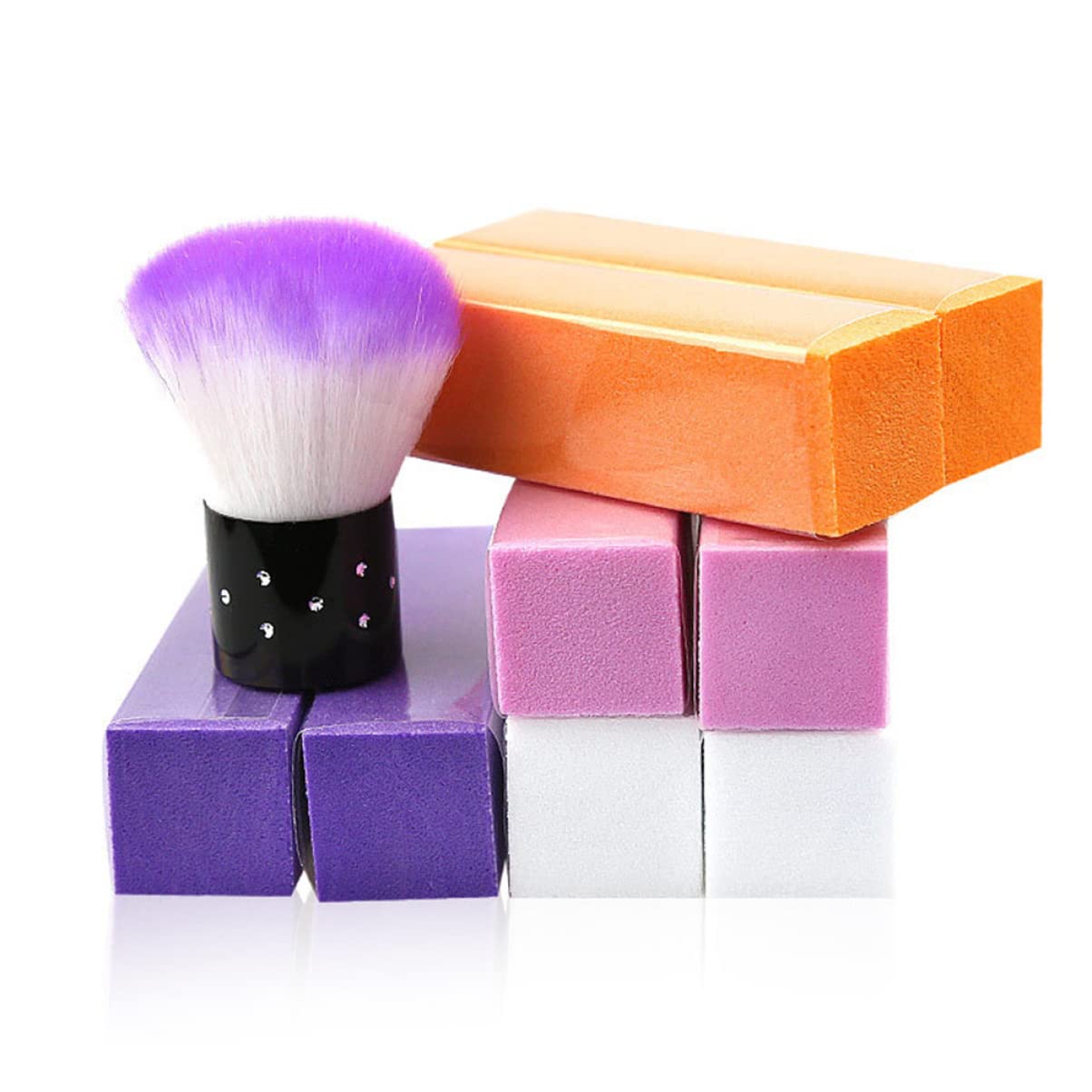 FRCOLOR Professional Nail File & Brush Set - 2 Pack Nail Art Tools with Cleaning Brush, Powder Brush, Polish Block & Remover for Salon & Home Manicure/Pedicure | Perfect for DIY Nail Care, Acrylic Nails & Gel Polish Application