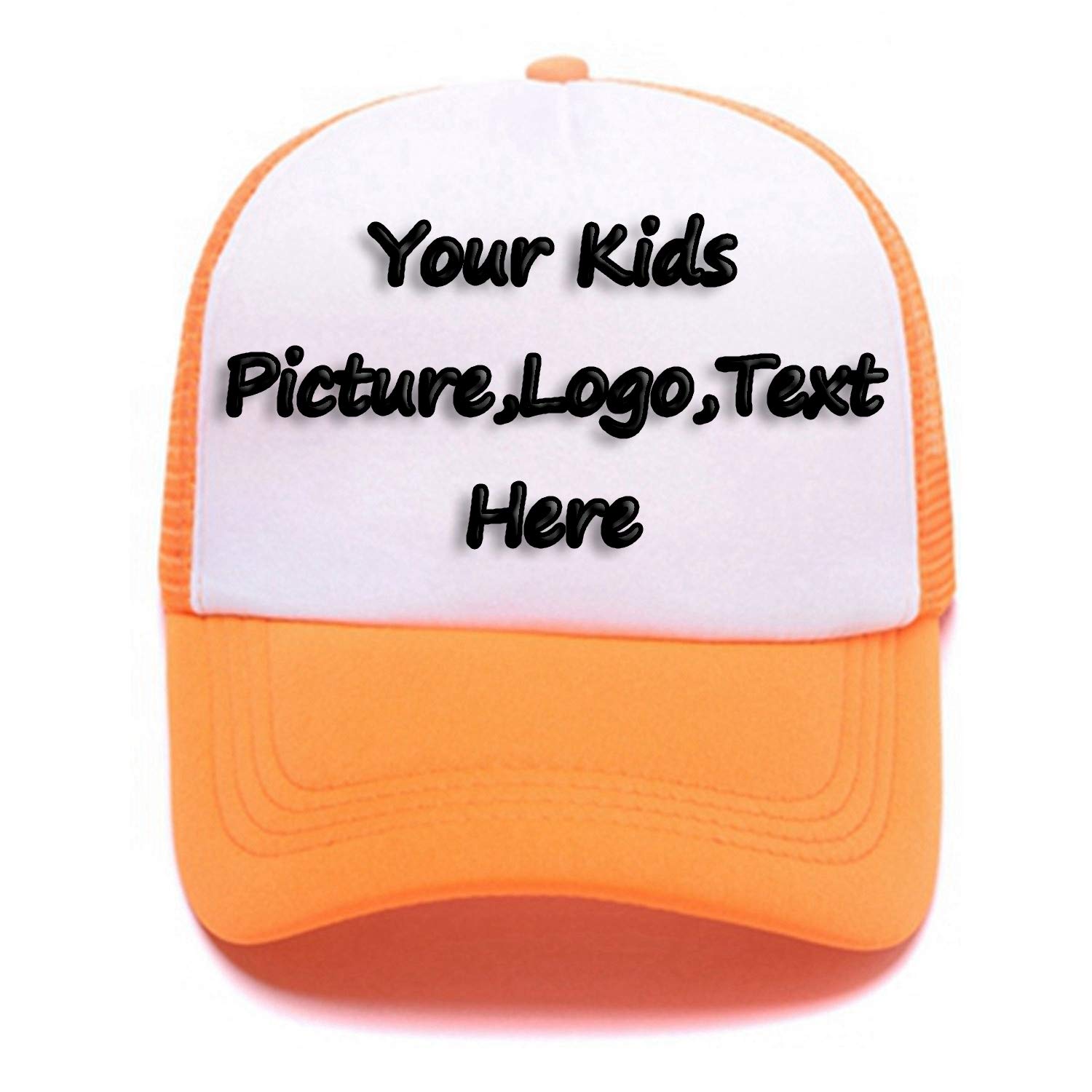 Custom Funny Kids 2-Tone Mesh Snapback Hats for Boys & Girls - Personalized Trucker Caps with Picture & Text - Perfect for Playdates, Birthday Parties & Outdoor Activities