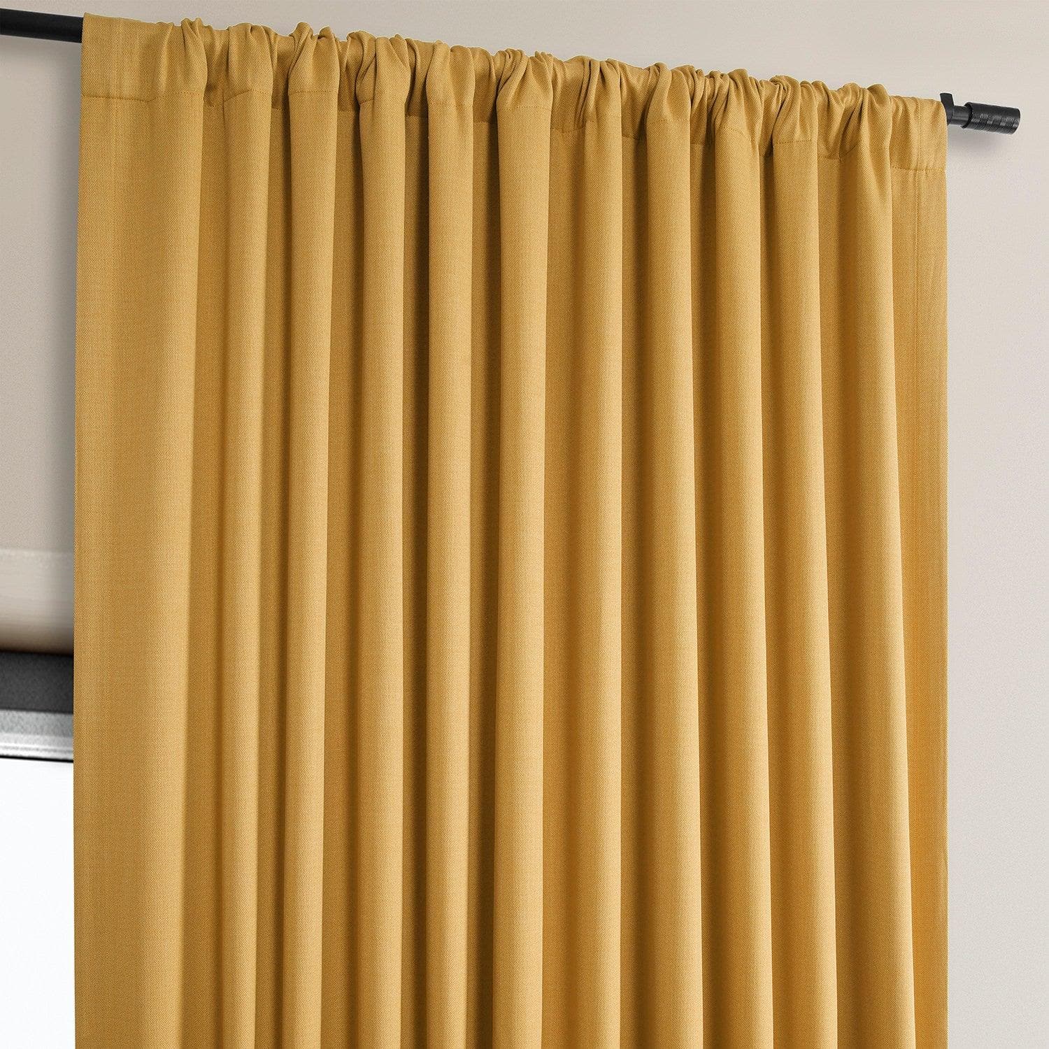 Dandelion Gold Extra Wide Textured Faux Linen Blackout Curtains - Thermal Insulated Window Drapes for Living Room, Bedroom & Nursery (Set of 2 Panels)