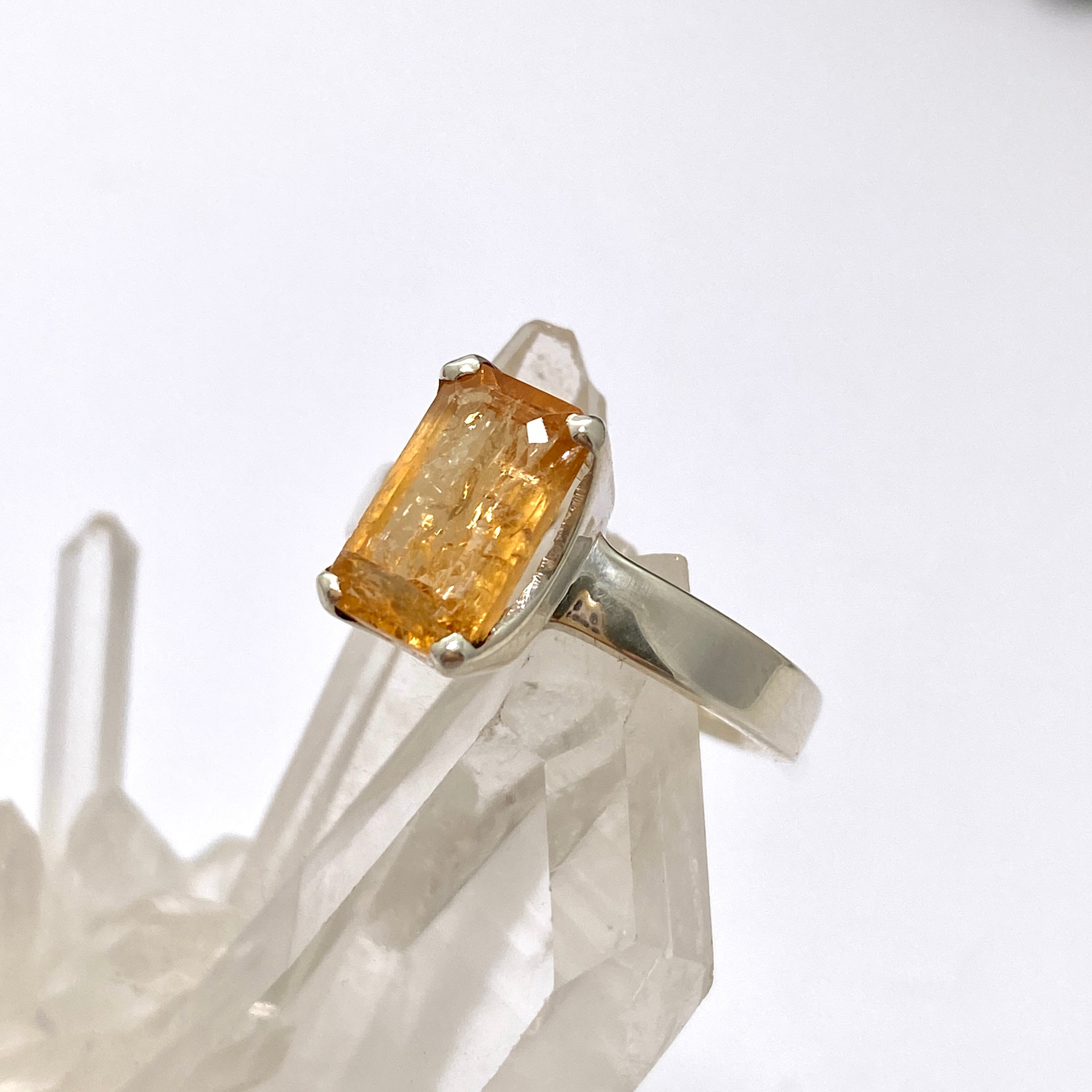 Imperial Topaz Rectangular Faceted Ring - Size 7 - 925 Sterling Silver Women's Jewelry - Perfect for Engagement, Anniversary & Special Occasion Gifts