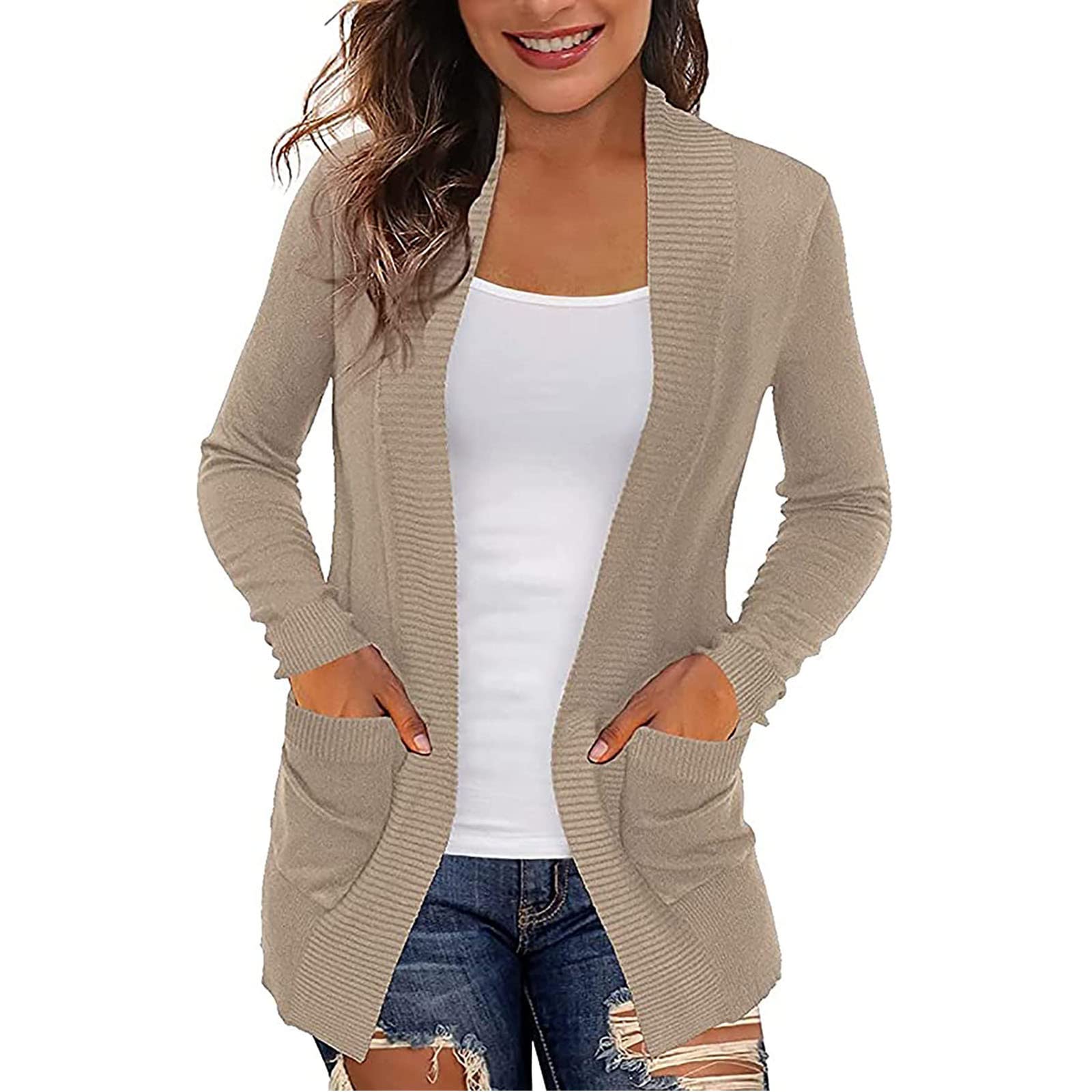 Women's Cable Knit Cardigan Sweater - Soft Waffle Knit Open Front Coat, Ladies Long Kimono Tunic Top with Shawl Collar | Perfect for Fall Layering, Office Wear & Casual Outfits